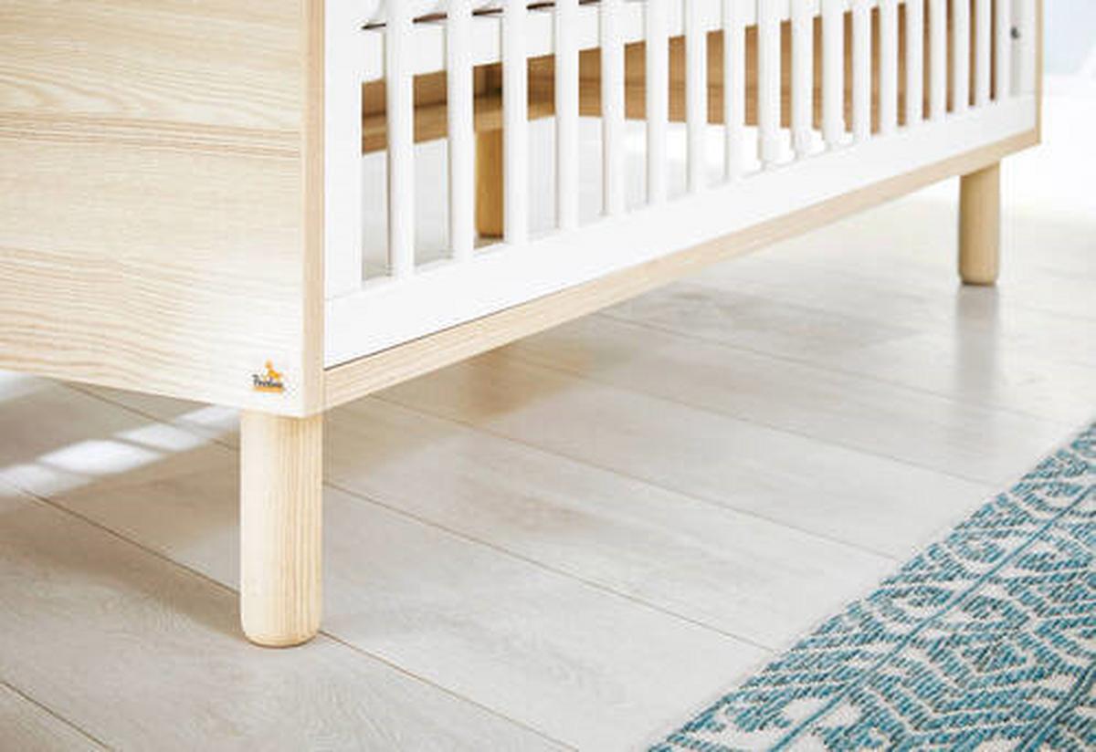 Gitterbett 110065 Flow - Eschefarben/Weiß, Design, Holzwerkstoff (145/75/85cm) - Pinolino