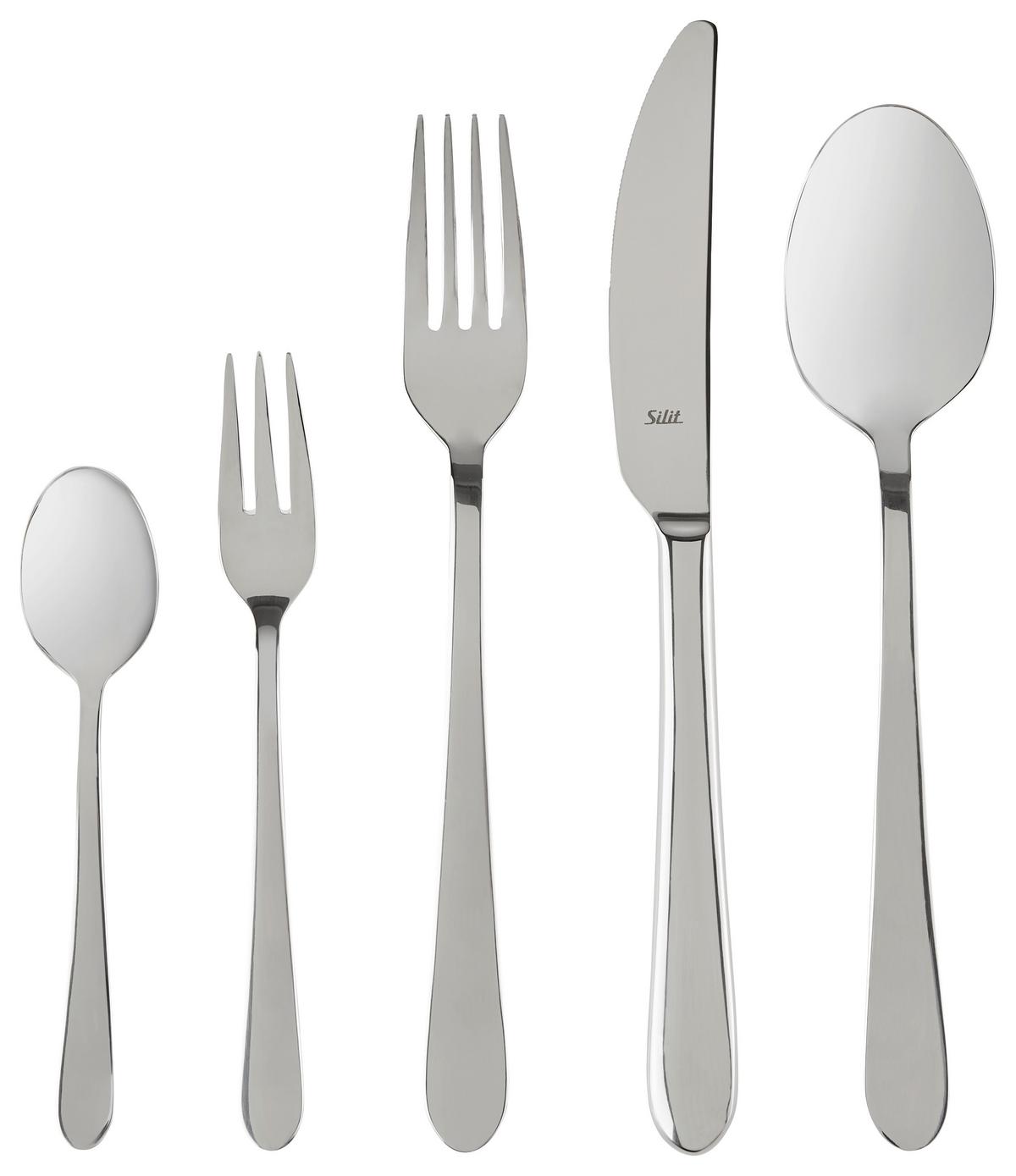 Besteckset 30-Teillig Midi für 6 Personen - Edelstahlfarben, KONVENTIONELL, Metall - Silit