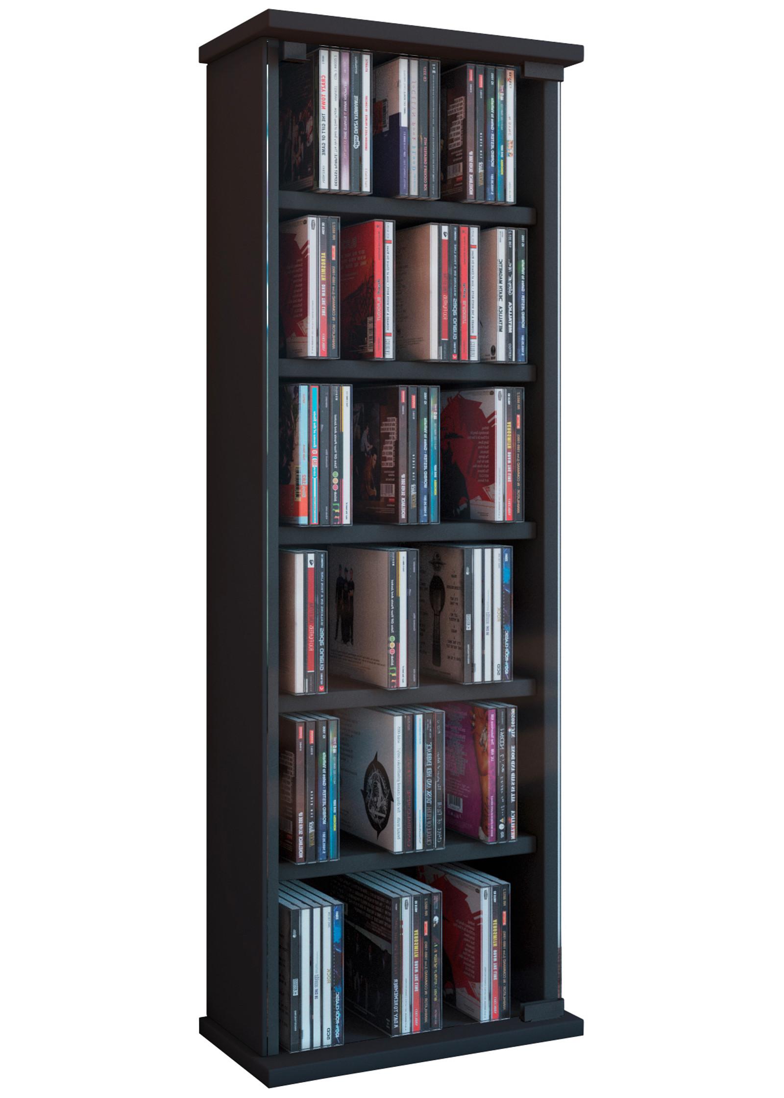 CD Regal mit Glastür Vetro 31 cm Schwarz - Schwarz, KONVENTIONELL, Glas/Holzwerkstoff (31/92/18cm) - MID.YOU
