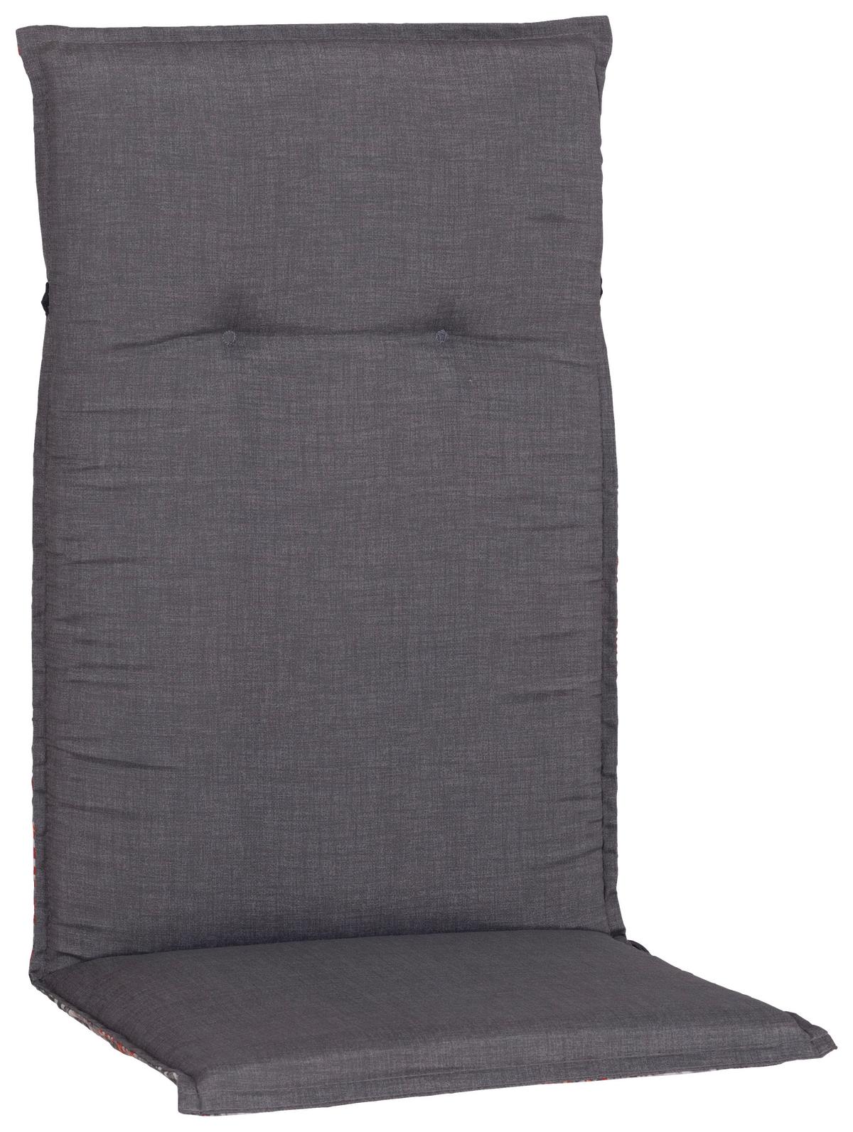 Sesselauflage Hochlehner Grau/Orange Geblumt - Grau, Basics, Textil (120/48/5cm)