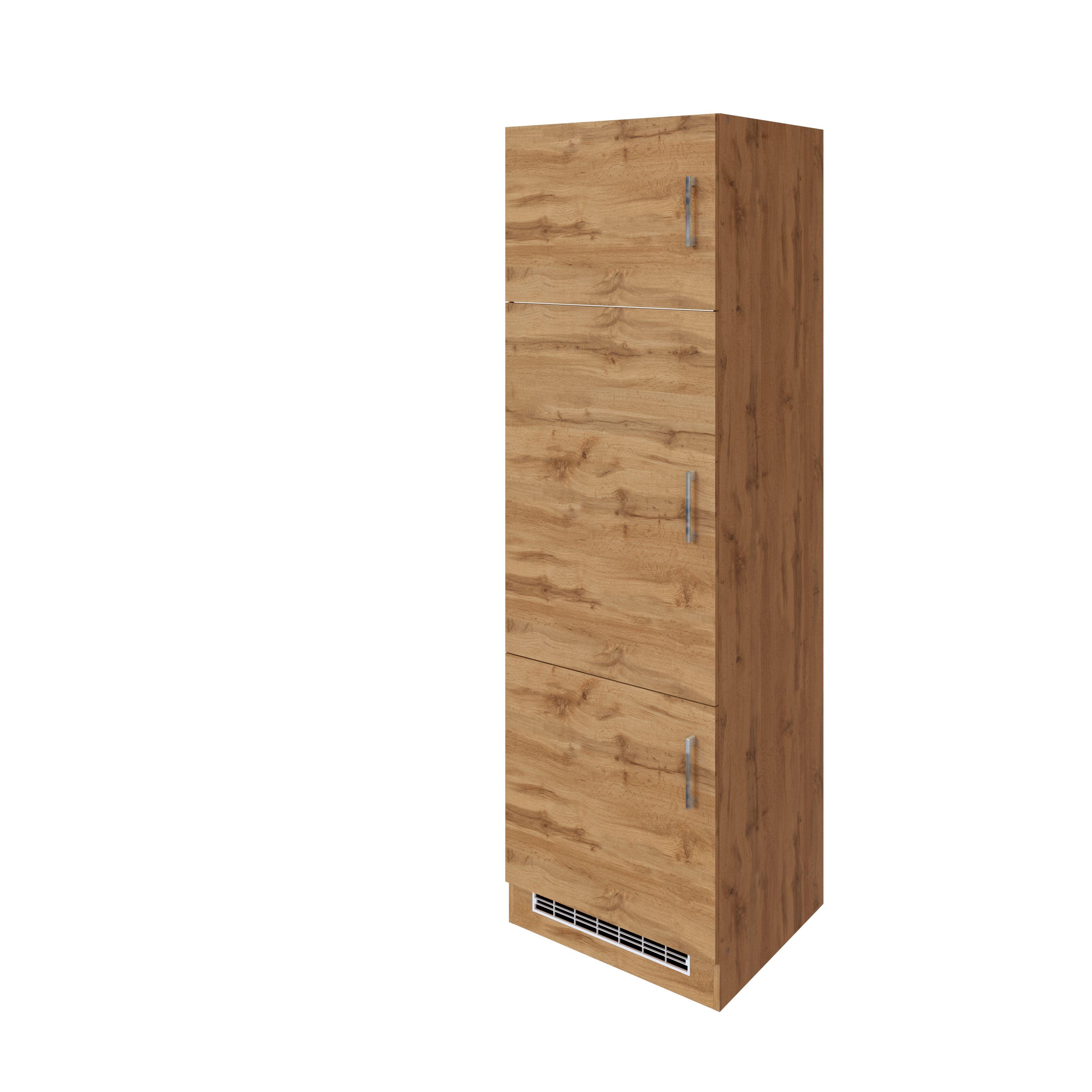 Kühlschrank-Umbauschrank B: 60 cm Eiche Dekor - Eichefarben, MODERN, Holzwerkstoff (60/200/60cm) - Held