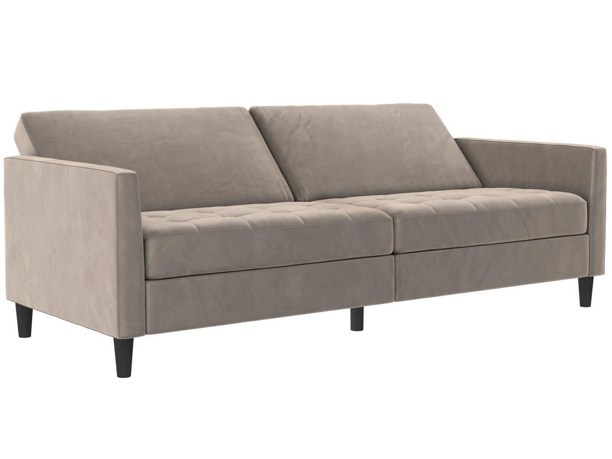 Schlafsofa Palermo Taupe, mit Schlaffunktion - Taupe/Schwarz, Basics, Textil (207/86/86cm) - Livetastic