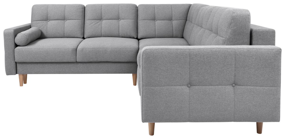 Eckschlafsofa Noret Hellgrau S: 242/242 cm - Dunkelgrau/Eiche Wotan, KONVENTIONELL, Textil (242/242cm) - MID.YOU