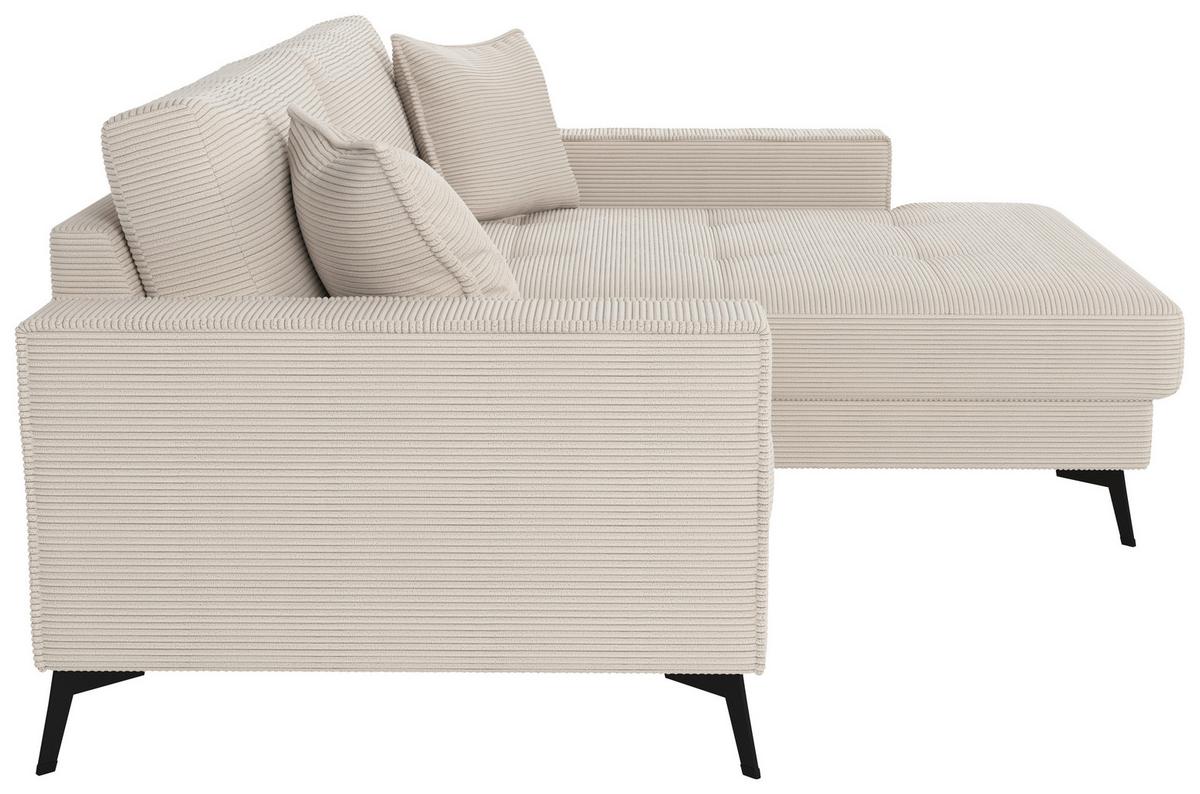 Ecksofa Ted Creme S: 228x174 Cm - Creme/Schwarz, Trend, Textil (228/174cm)