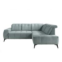 Ecksofa mit USB Anschluss Sano, Hellblau, S: 261x200 cm - Schwarz/Hellblau, MODERN, Textil (261/200cm) - Livetastic