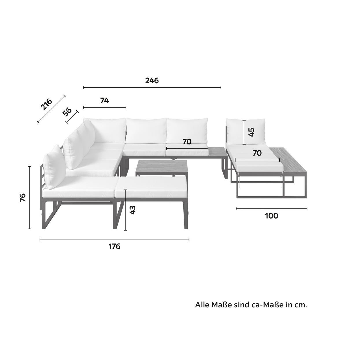 TERASOVÁ SEDACÍ SOUPRAVA ADRIANO - černá/krémová, Moderní, kov/dřevo - Bessagi Garden