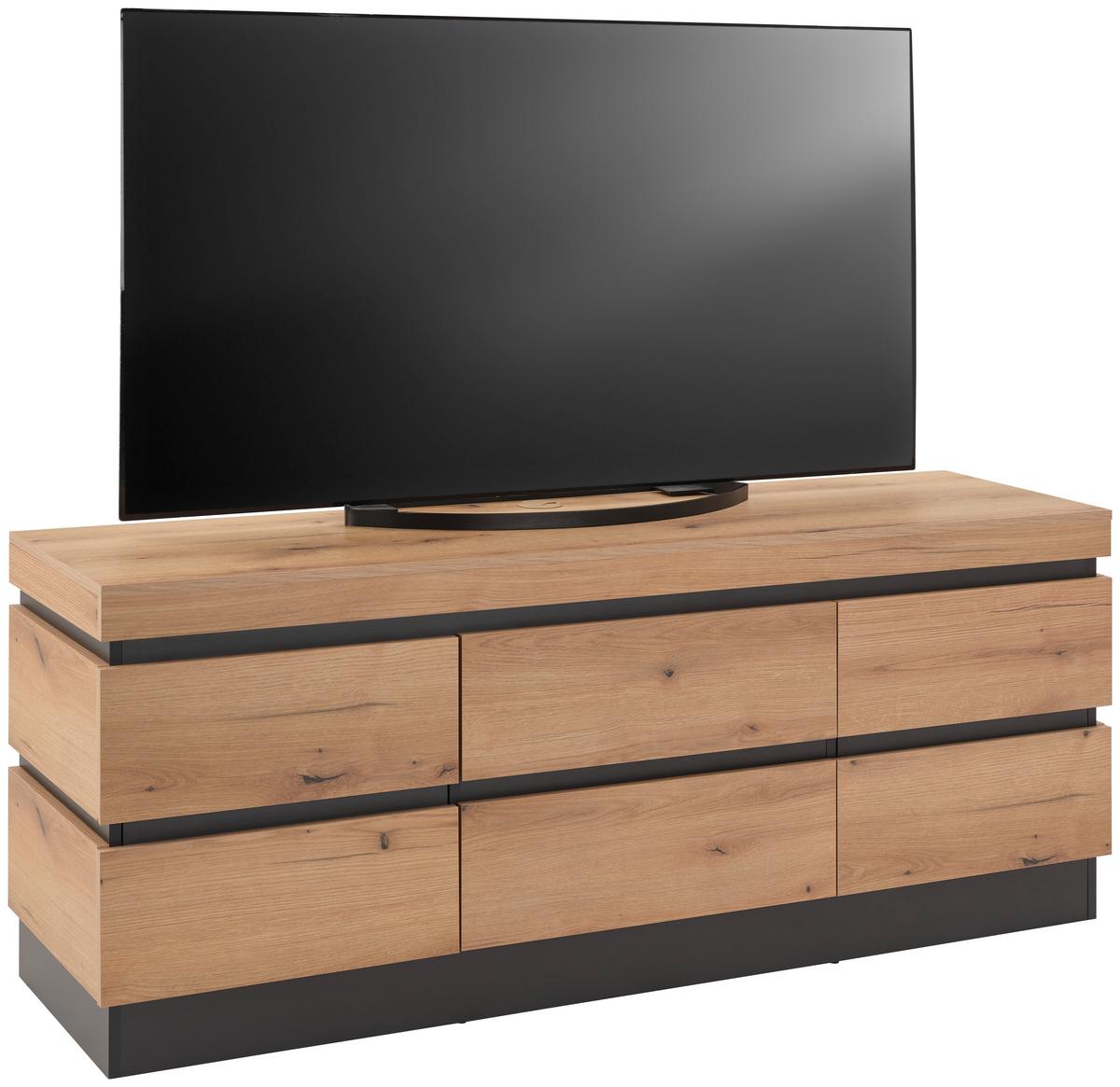 Stapelprogramm Corte Grau/eiche Dekor B: 324,5 Cm - Eichefarben/Grau, Trend, Glas/Holzwerkstoff (324,5/200,5/40cm)