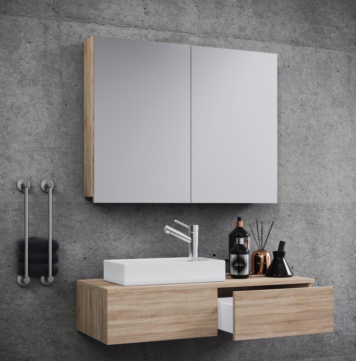 Badezimmer Gudas Sonoma Eiche B: 85 Cm - Weiß/Sonoma Eiche, MODERN, Keramik/Holzwerkstoff (85cm) - MID.YOU