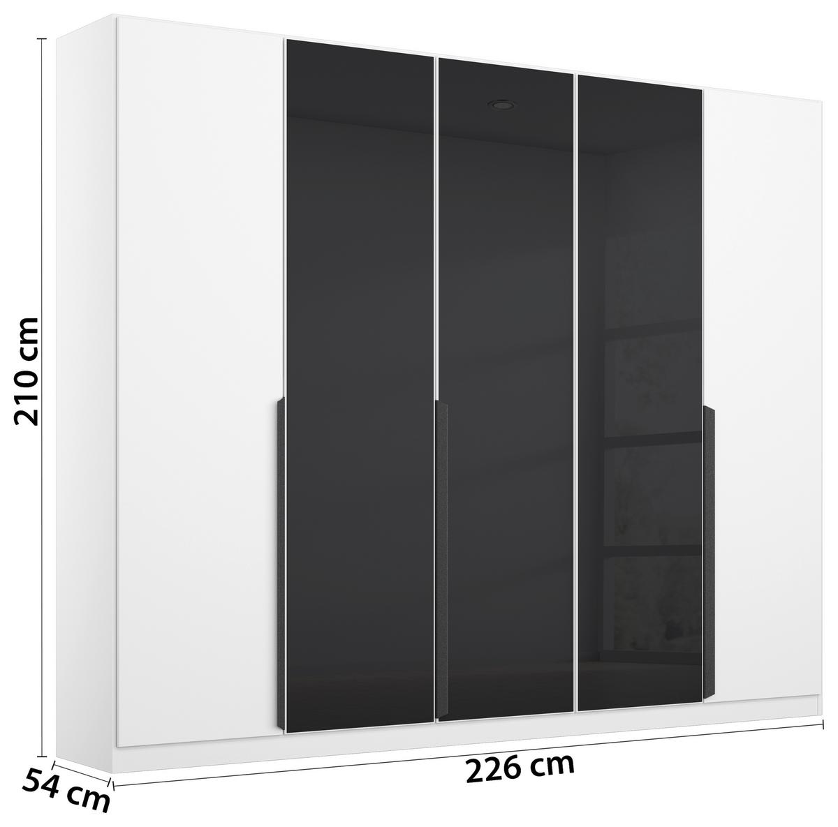 Drehtürenschrank Artemis B: 225 cm Anthrazit/Weiß - Anthrazit/Weiß, MODERN, Glas/Holzwerkstoff (225/210/54cm) - Rauch Möbel