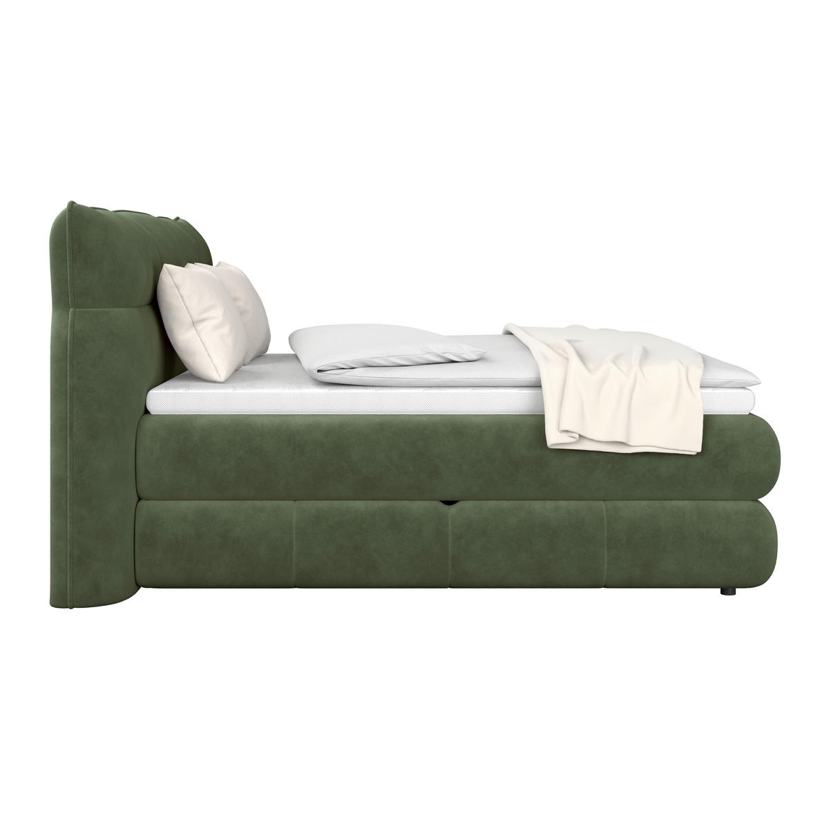 Boxspringbett Carmelo Dunkelgrün 180x200 cm - Dunkelgrün/Schwarz, Trend, Textil (180/200cm)