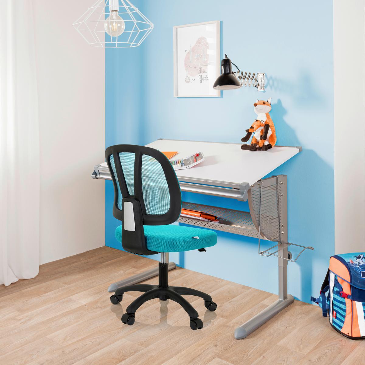 Jugenddrehstuhl Kid Yu Türkis Bis 80 Kg - Türkis/Schwarz, MODERN, Kunststoff/Textil (46/84/51cm) - MID.YOU