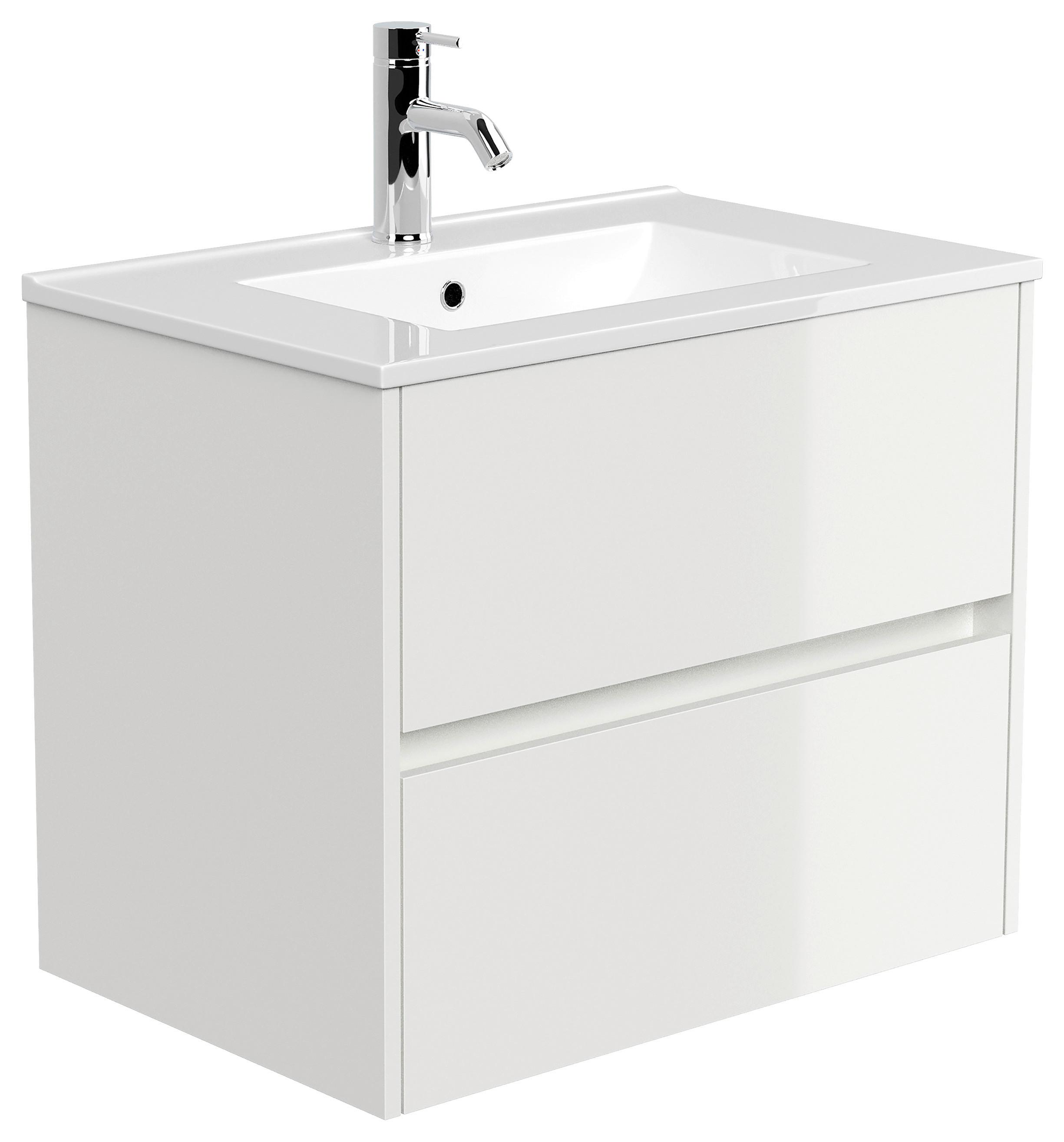 Waschtischkombi Limes Weiß Hg B: 71 Cm - Weiß Hochglanz/Weiß, MODERN, Keramik/Holzwerkstoff (71/58,7/46,5cm) - MID.YOU