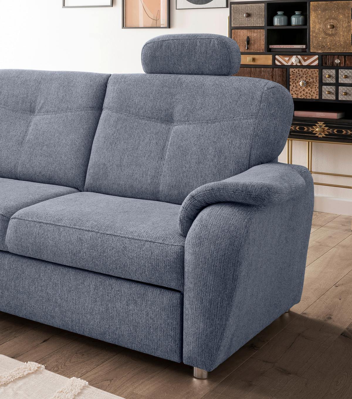 Eckschlafsofa Rosali, Hellblau S: 180x264 Cm - Chromfarben/Hellblau, MODERN, Textil (180/264cm) - Livetastic