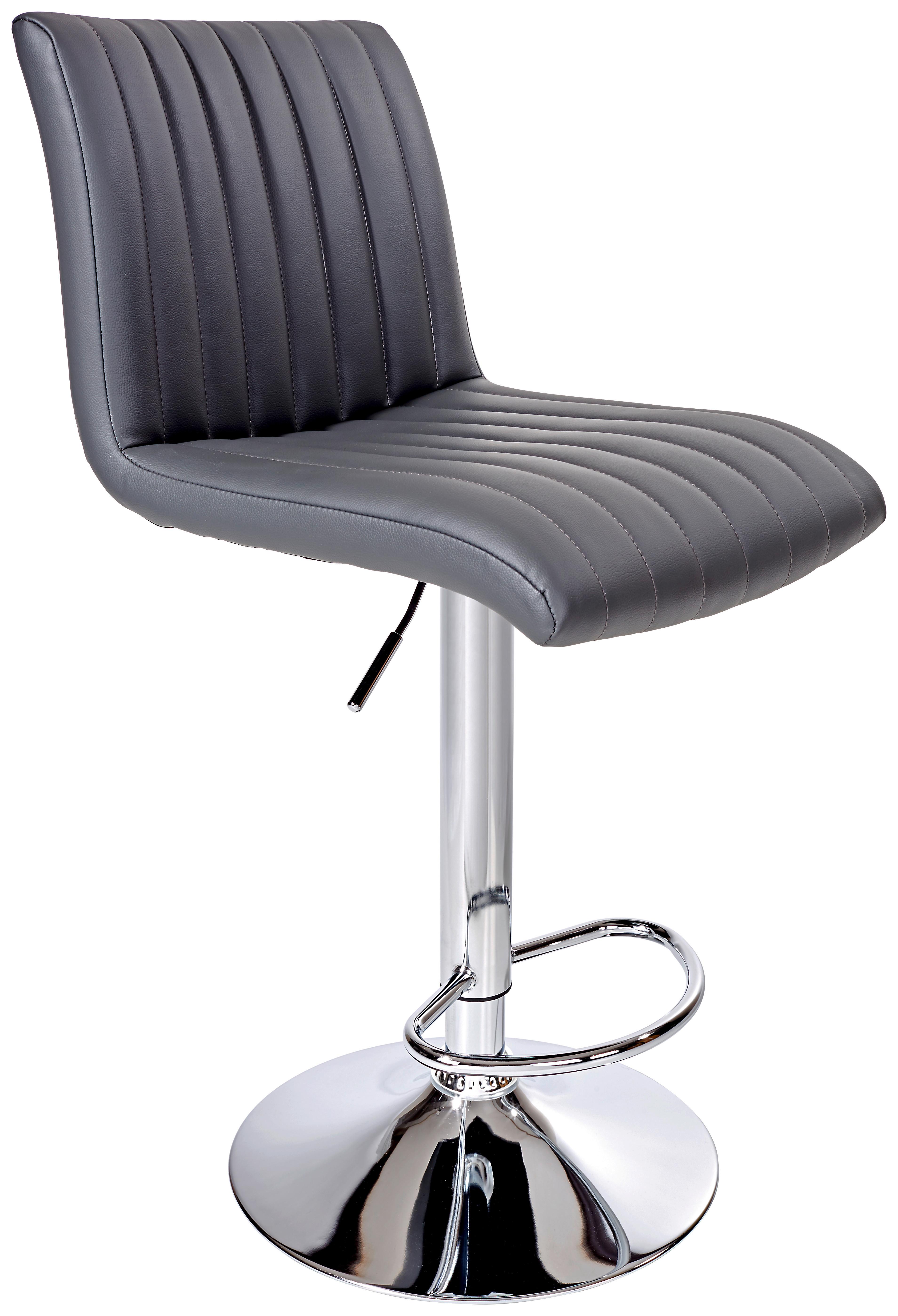 Barhocker Höhenverstellbar Mit Lehne Party Grau/chrom - Chromfarben/Grau, MODERN, Textil/Metall (43/91-112/54cm) - MID.YOU