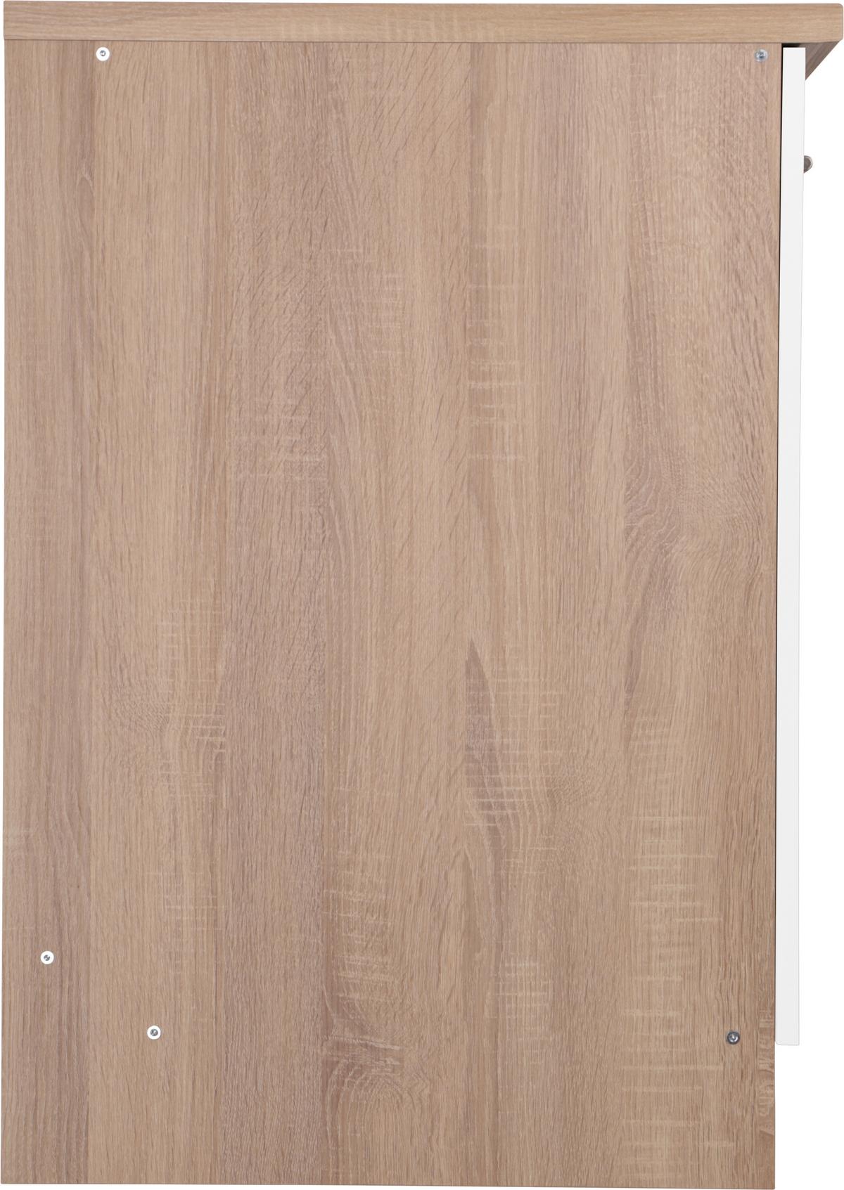 Spülenunterschrank Merle Weiß/Eiche Dekor B:100cm - Eichefarben/Weiß, Basics, Holzwerkstoff (100/84,8/60cm) - Respekta