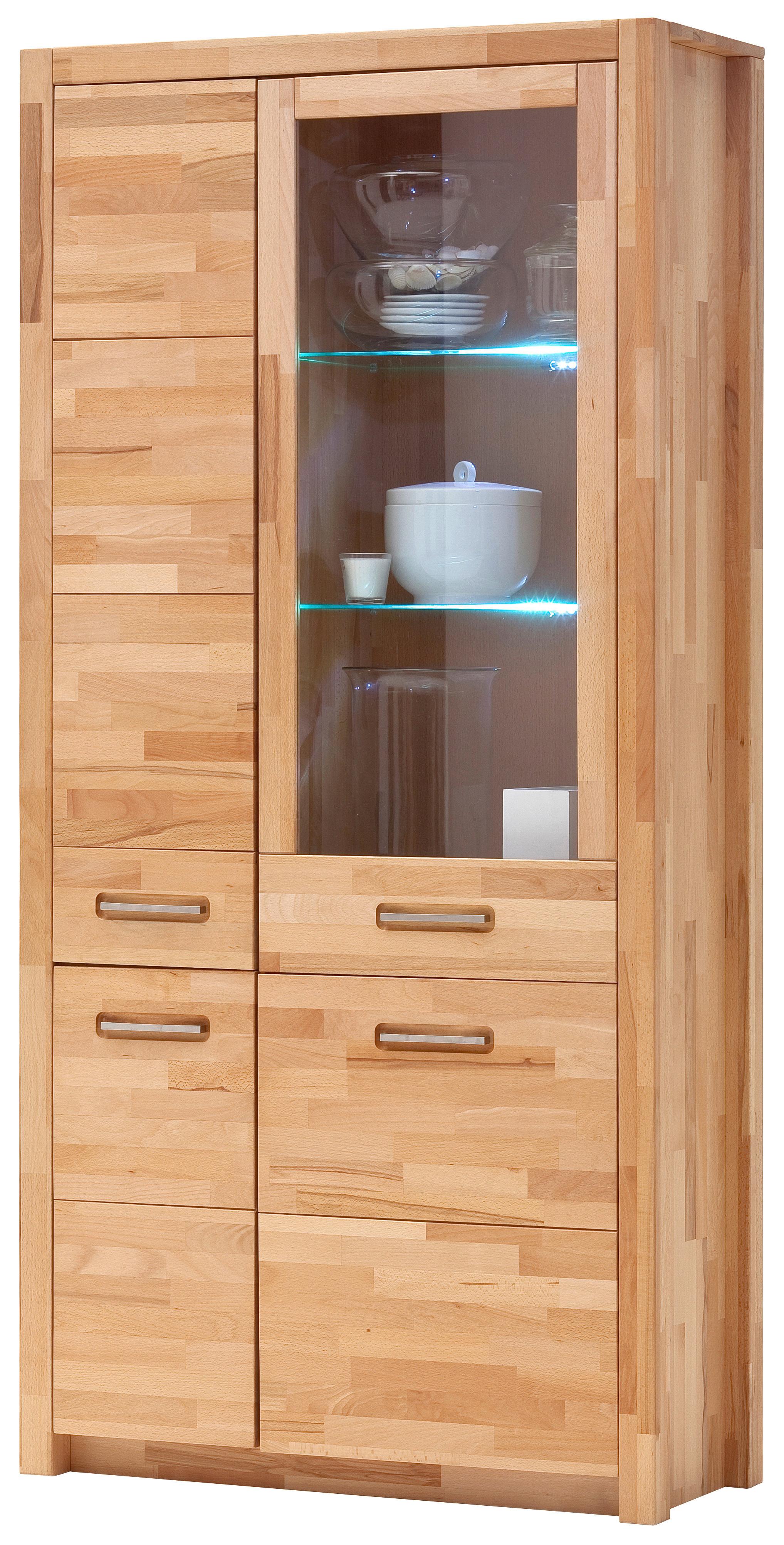 Vitrine Buchefarben, B: 98 Cm - Buchefarben, Design, Glas/Holz (98/203/40cm) - MID.YOU