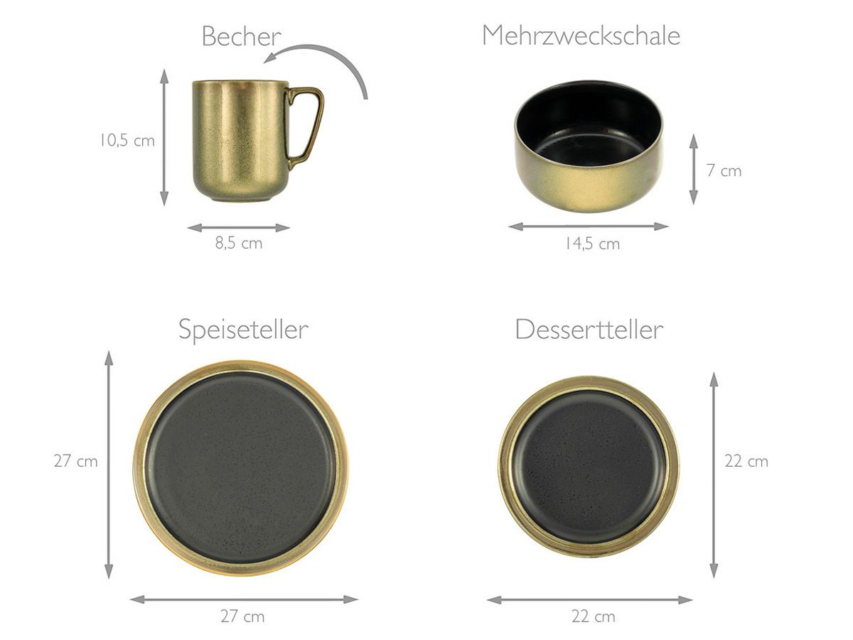 Schwarz/Goldfarben Kombiservice Creatable 8-teilig