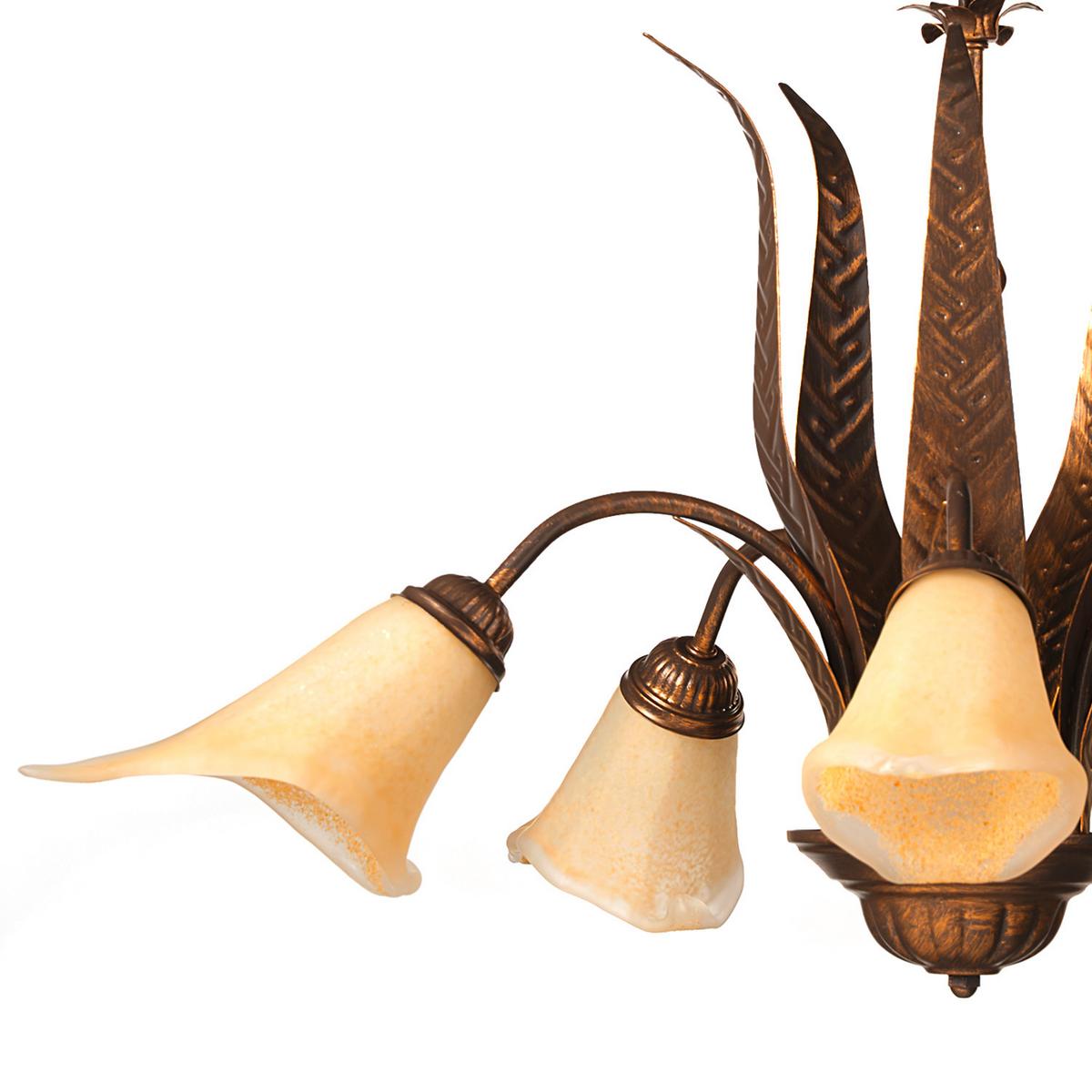 Kronleuchter 4230/5 5xe14 Bronze, Metall - Bronzefarben, KONVENTIONELL, Glas/Metall (75/75/100cm)