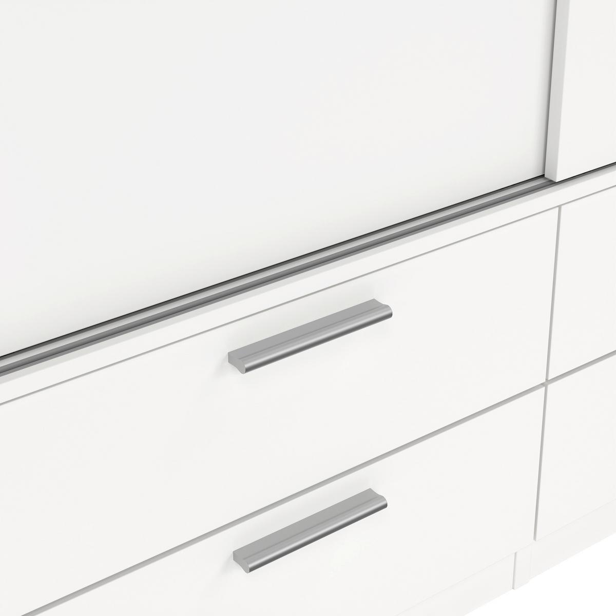 Schiebetürenschrank Line Weiß, B: 121,2 cm - Weiß, MODERN, Holzwerkstoff (121,2/200/60,3cm) - MID.YOU