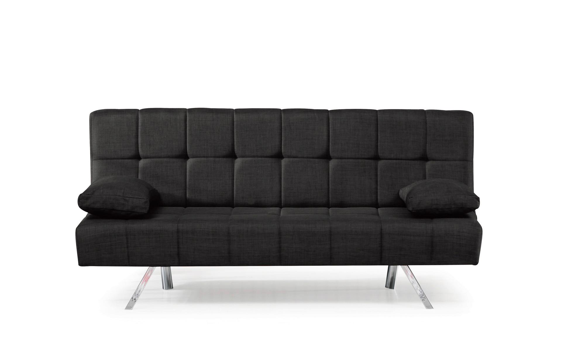 3-Sitzer-Sofa Troy Mit Schlaffunktion Schwarz - Chromfarben/Schwarz, Design, Textil/Metall (183/87/82cm) - Livetastic