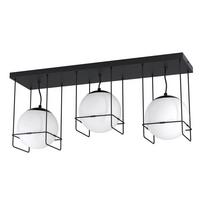 Deckenleuchte Versuola L: 77 Cm 3-Flammig Mit Opalglas - Schwarz/Weiß, Design, Glas/Metall (77/20/32,5cm) - Eglo