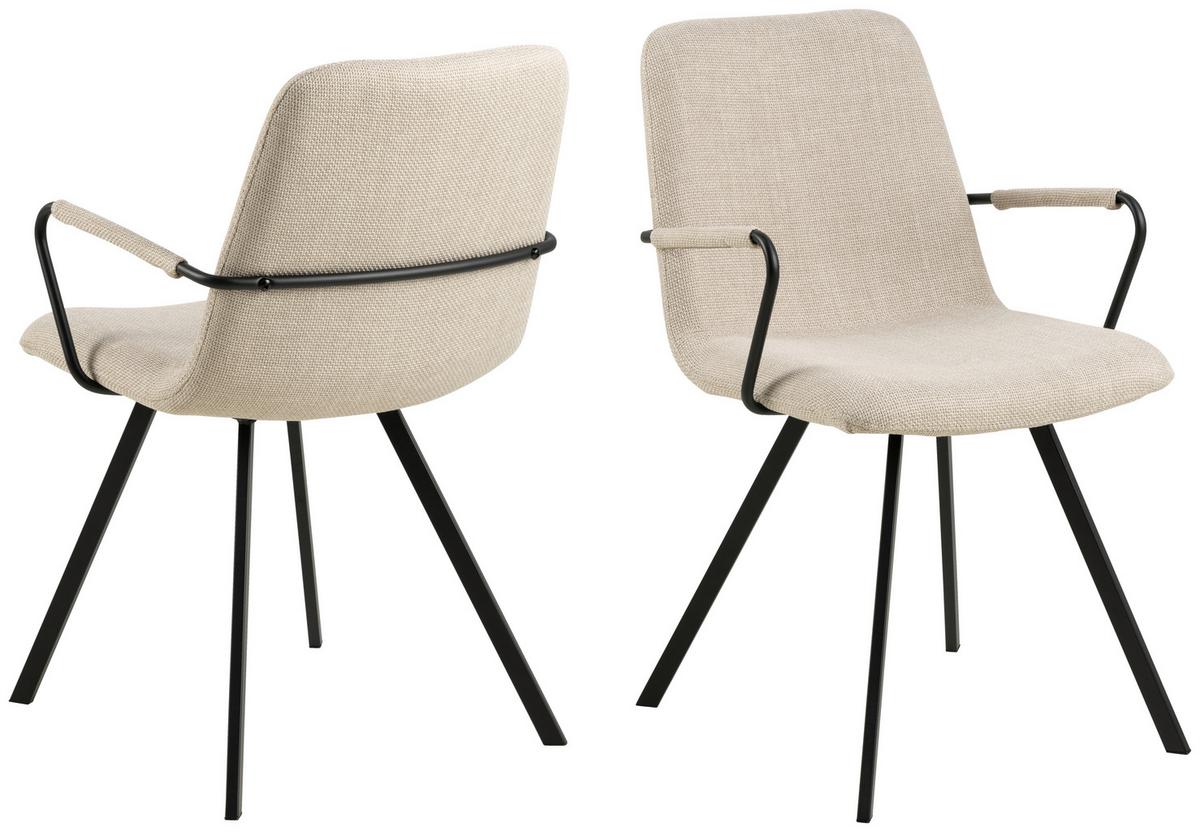 Židle s područkami béžová - černá/béžová, Design, kov/textil (55,5/85/50,5cm) - MID.YOU