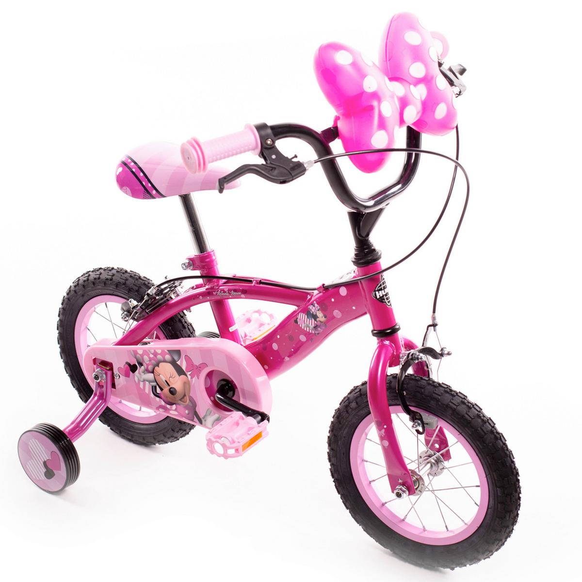 Kinderfahrrad mit Stützrädern Huffy Minnie 12 Zoll - Pink, Basics, Metall (54/84,5/73,5cm)