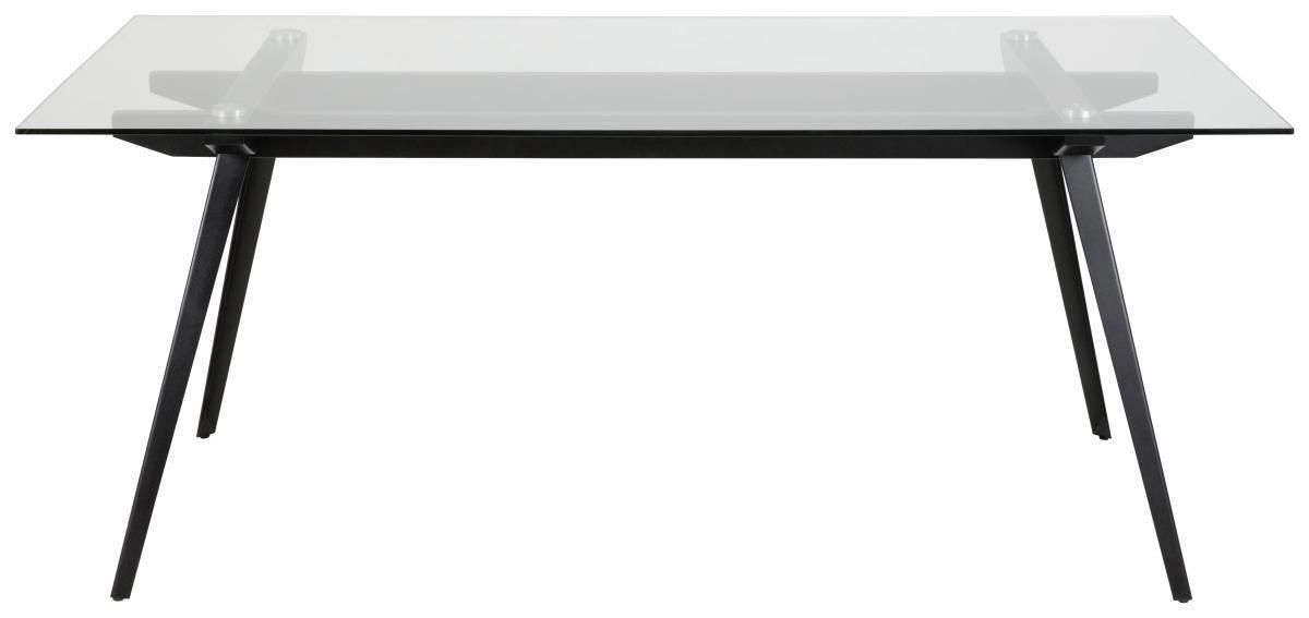 Esstisch Monti 180x90 cm Klarglas/Schwarz - Schwarz, Design, Glas/Metall (180/90/75cm) - MID.YOU