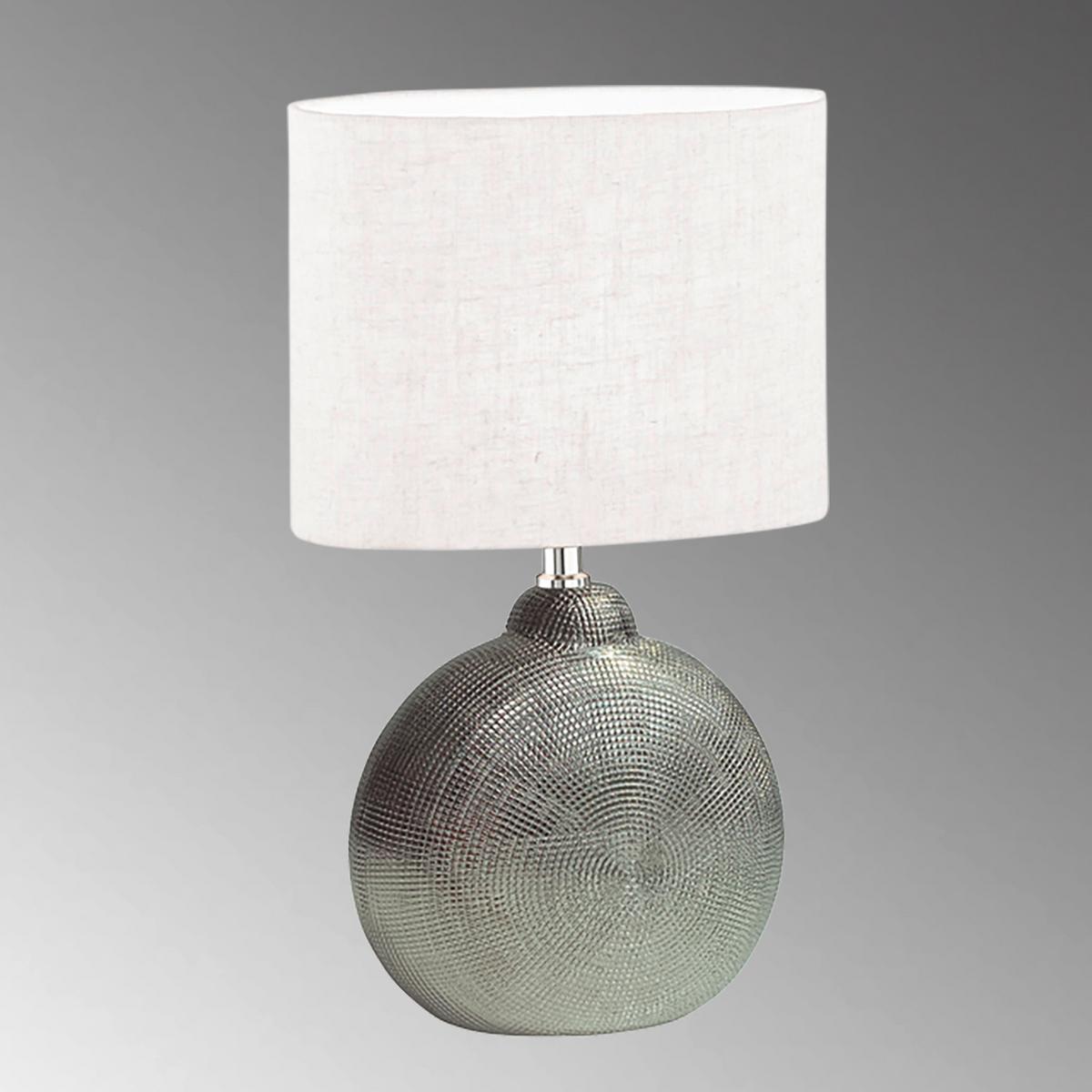 Tischleuchte 50605 Tobse - Silberfarben/Weiß, Basics, Keramik/Textil (23/13/39cm) - Fischer & Honsel