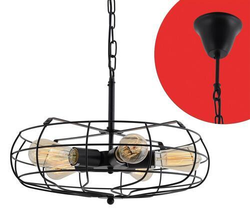 Hängeleuchte Alex H: 150 cm 5-Flammig, Eisen/Schwarz - Schwarz, Trend, Metall (47,5/14,5cm) - Näve