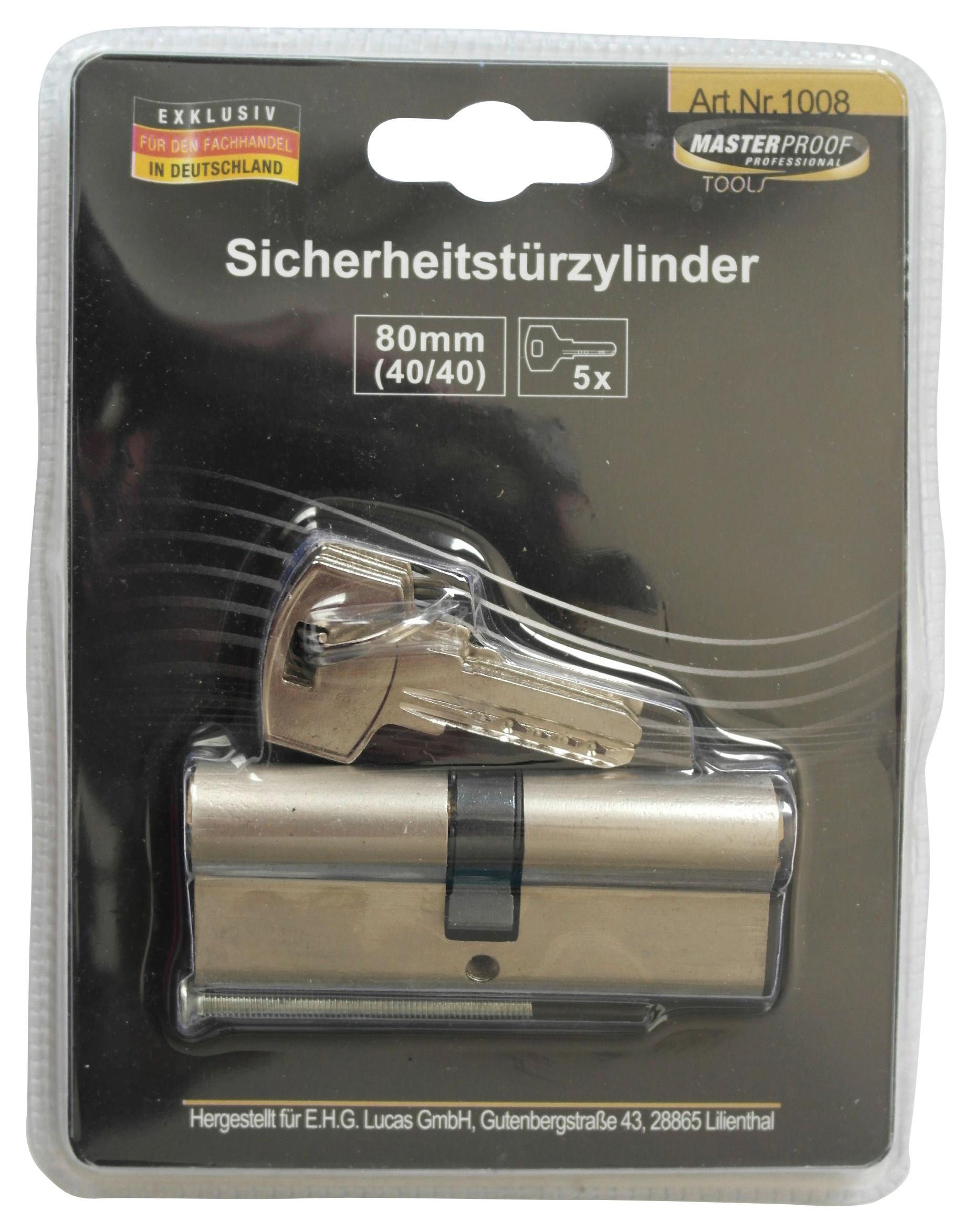 Schließzylinder für Türen Agathon Mit 5 Schlüsseln - Silberfarben, Basics, Metall (8cm)