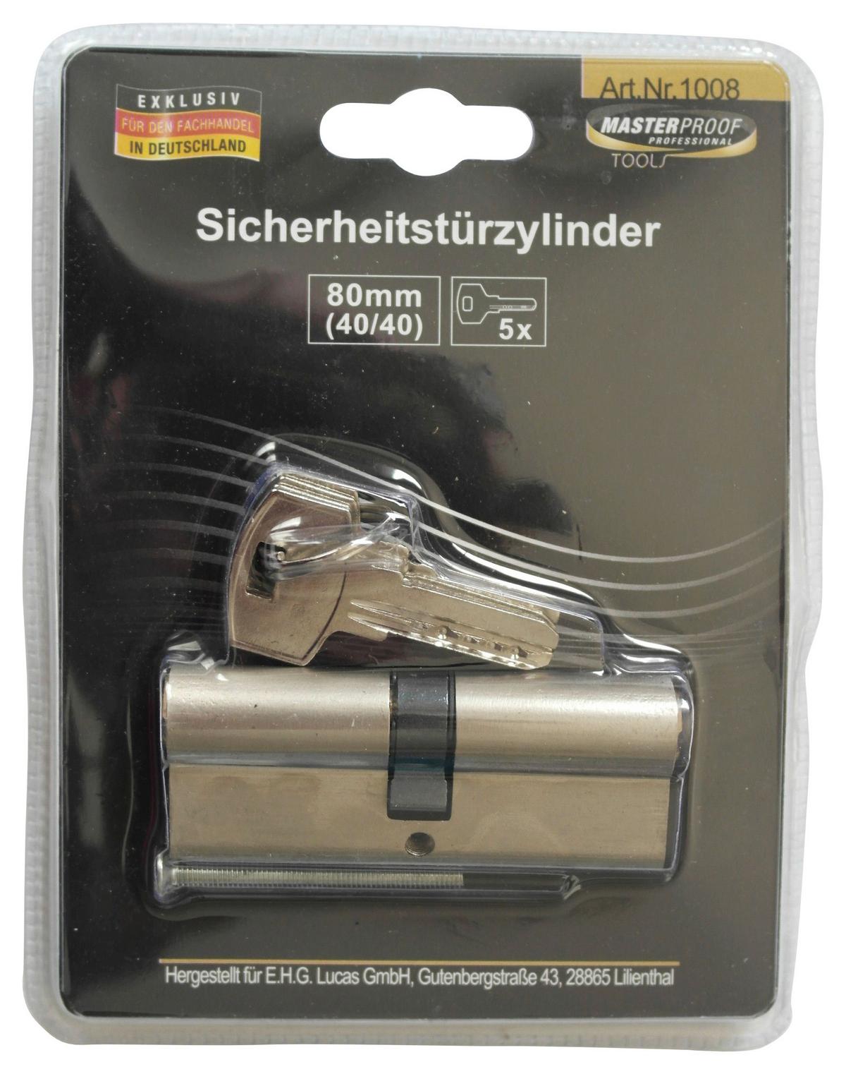 Schließzylinder für Türen Agathon Mit 5 Schlüsseln - Silberfarben, Basics, Metall (8cm)