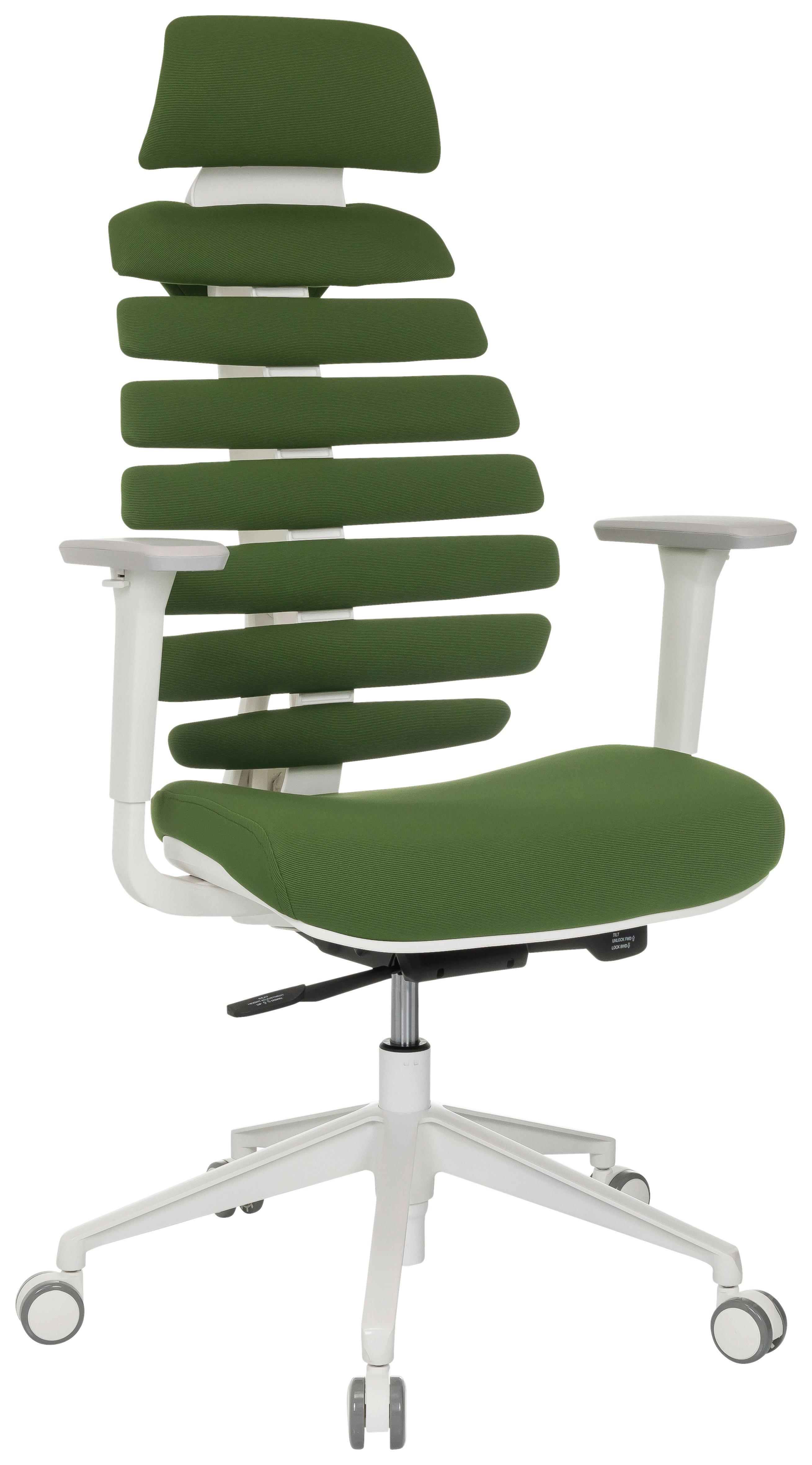 Drehstuhl Ergo Line W Grün B: 67 cm - Weiß/Grün, MODERN, Kunststoff/Textil (67/116 - 133/65cm) - MID.YOU