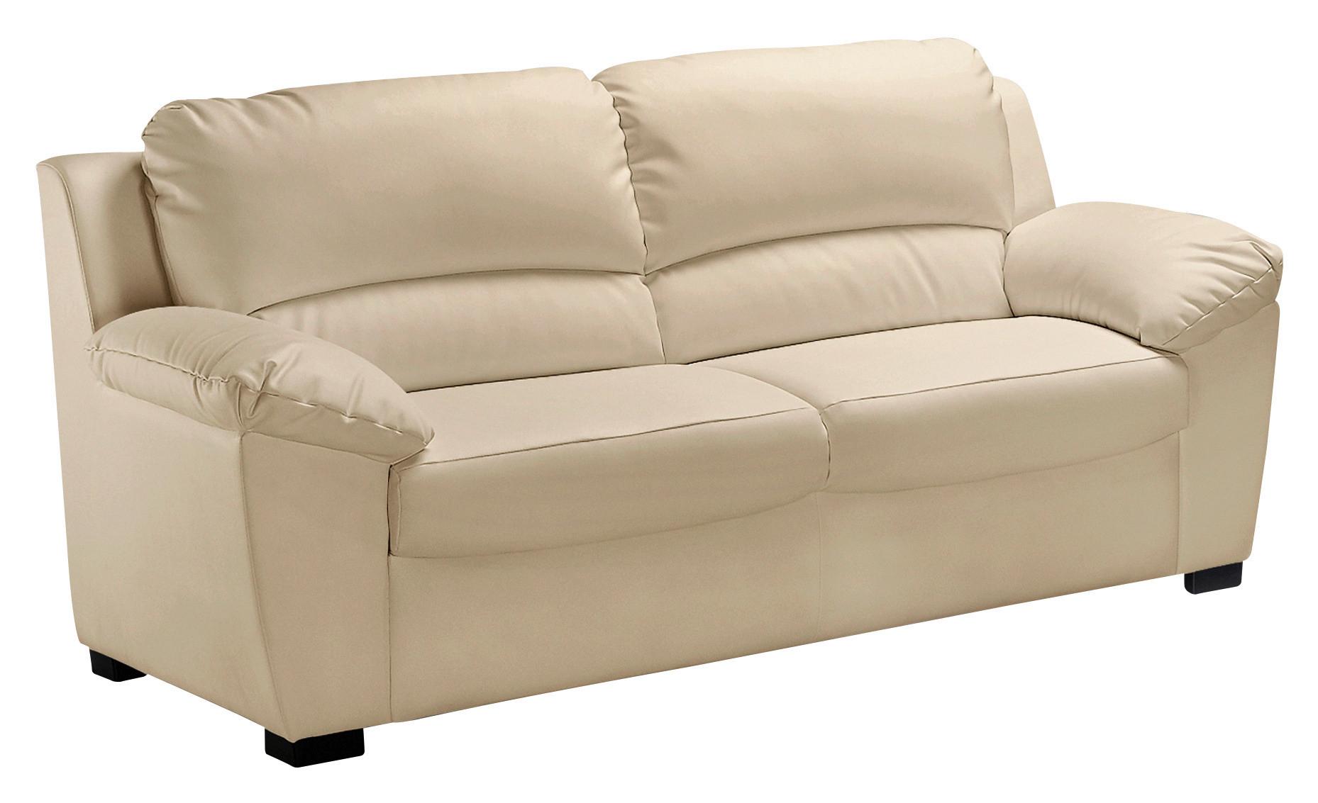3-sitzer-sofa Danilo Rücken Echt, Beige Lederlook