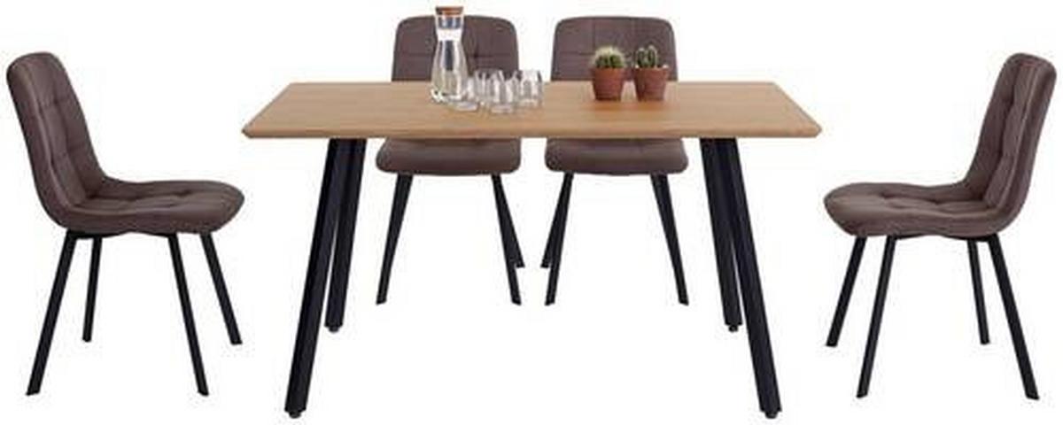 Jídelní set LECH - šedá/černá, Moderní, kov/kompozitní dřevo (140/76/80cm)