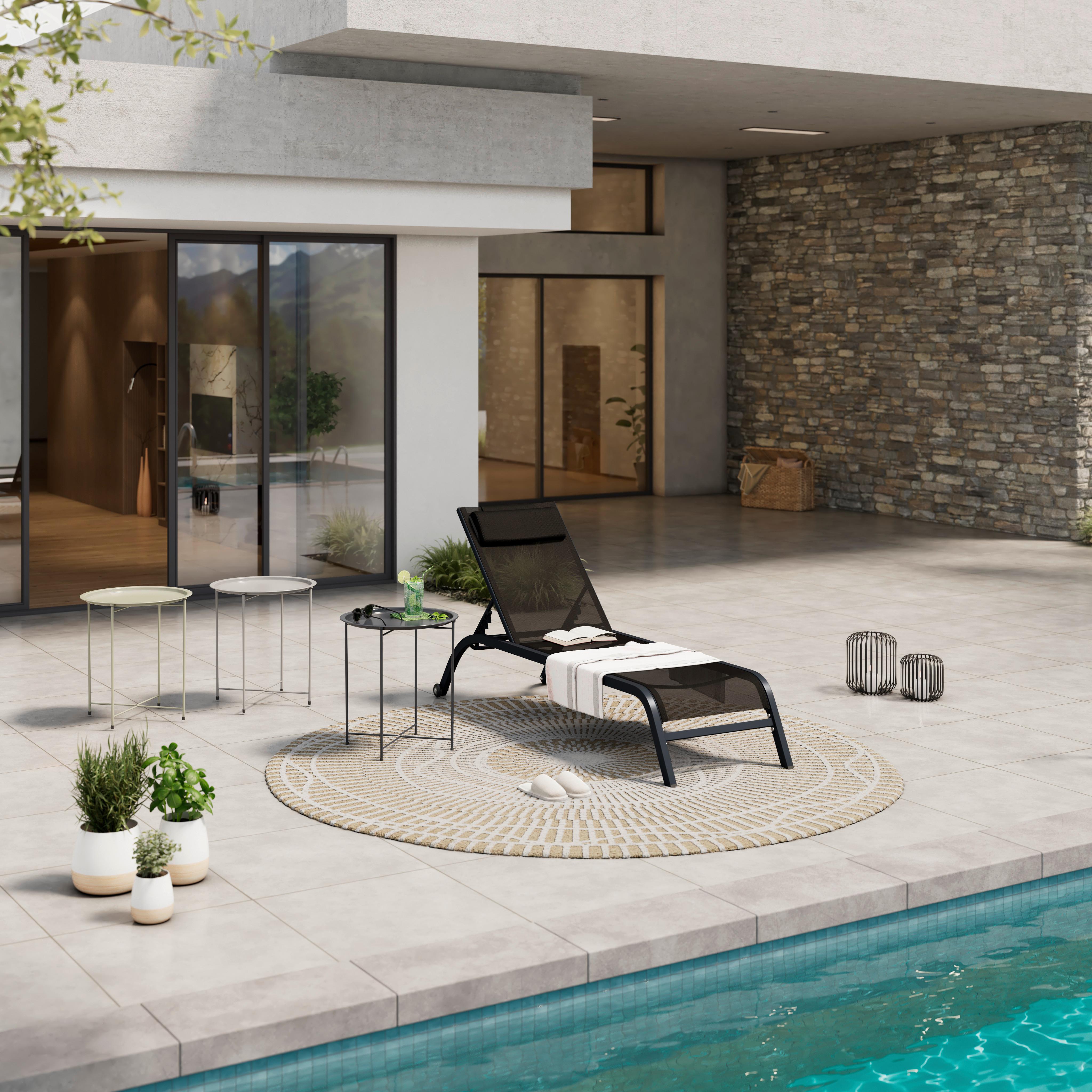 Sonnenliege Olivia Metall/Textil mit Rollen - Grau, MODERN, Textil/Metall (198/62/34-87cm) - Luca Bessoni