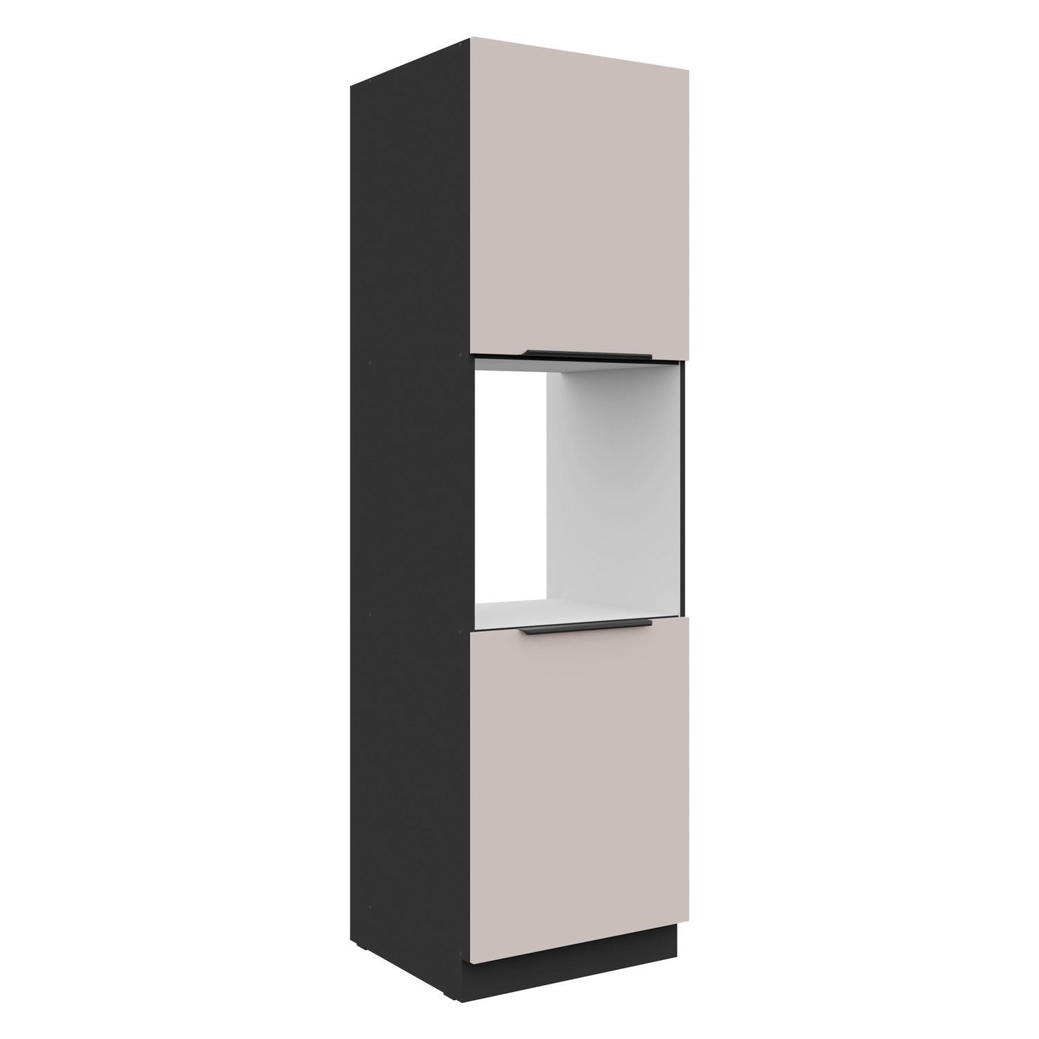 Szekrény Beépíthető Sütőhöz Arona 60/210cm - bézs/fekete, Modern, faalapú anyag (60/210/57cm)