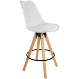 Barhocker Levi Weiß - Weiß/Naturfarben, MODERN, Holz/Kunststoff (48,5/111,5/55cm) - Ombra
