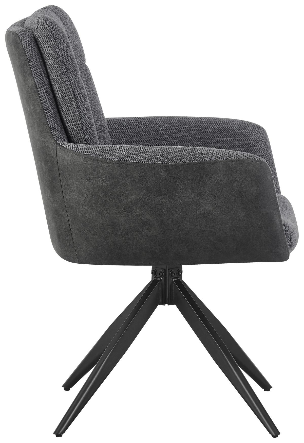 Armlehnstuhl Naim Grau B: 60 cm, 180 ° drehbar - Schwarz/Grau, KONVENTIONELL, Holz/Textil (60/93/66cm) - MID.YOU