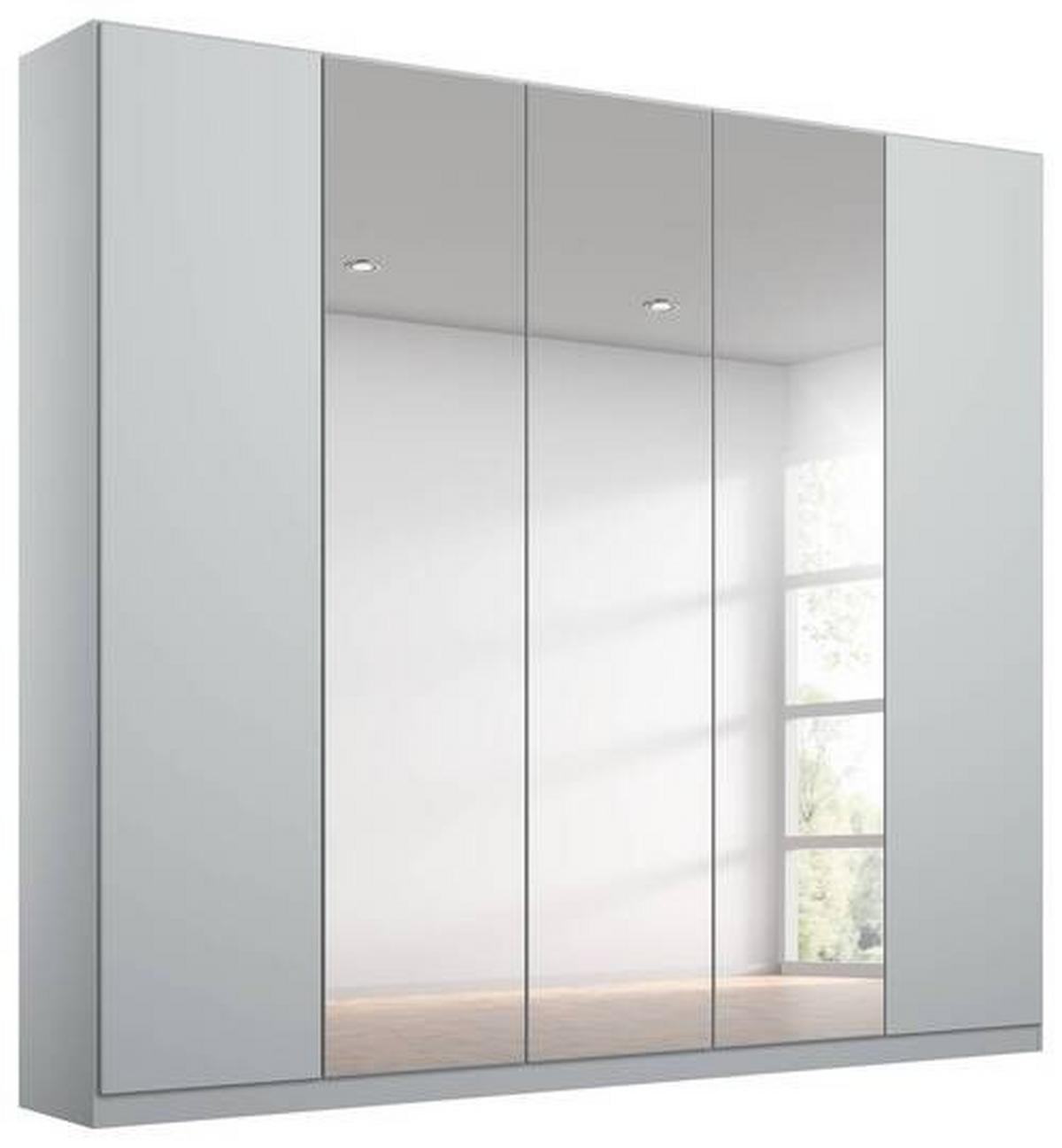 Drehtürenschrank Mit Spiegel 226 cm Alabama, Seidengrau - Transparent/Hellgrau, MODERN, Holzwerkstoff (226/229/54cm)