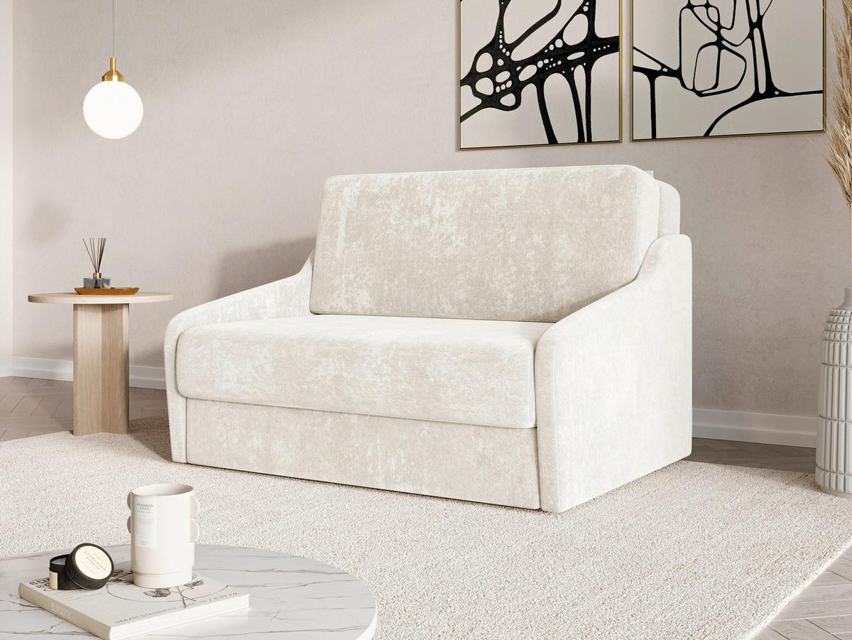 Schlafsofa Fly Creme, B: 136 cm - Creme/Schwarz, Design, Textil (136/86/113cm) - MID.YOU