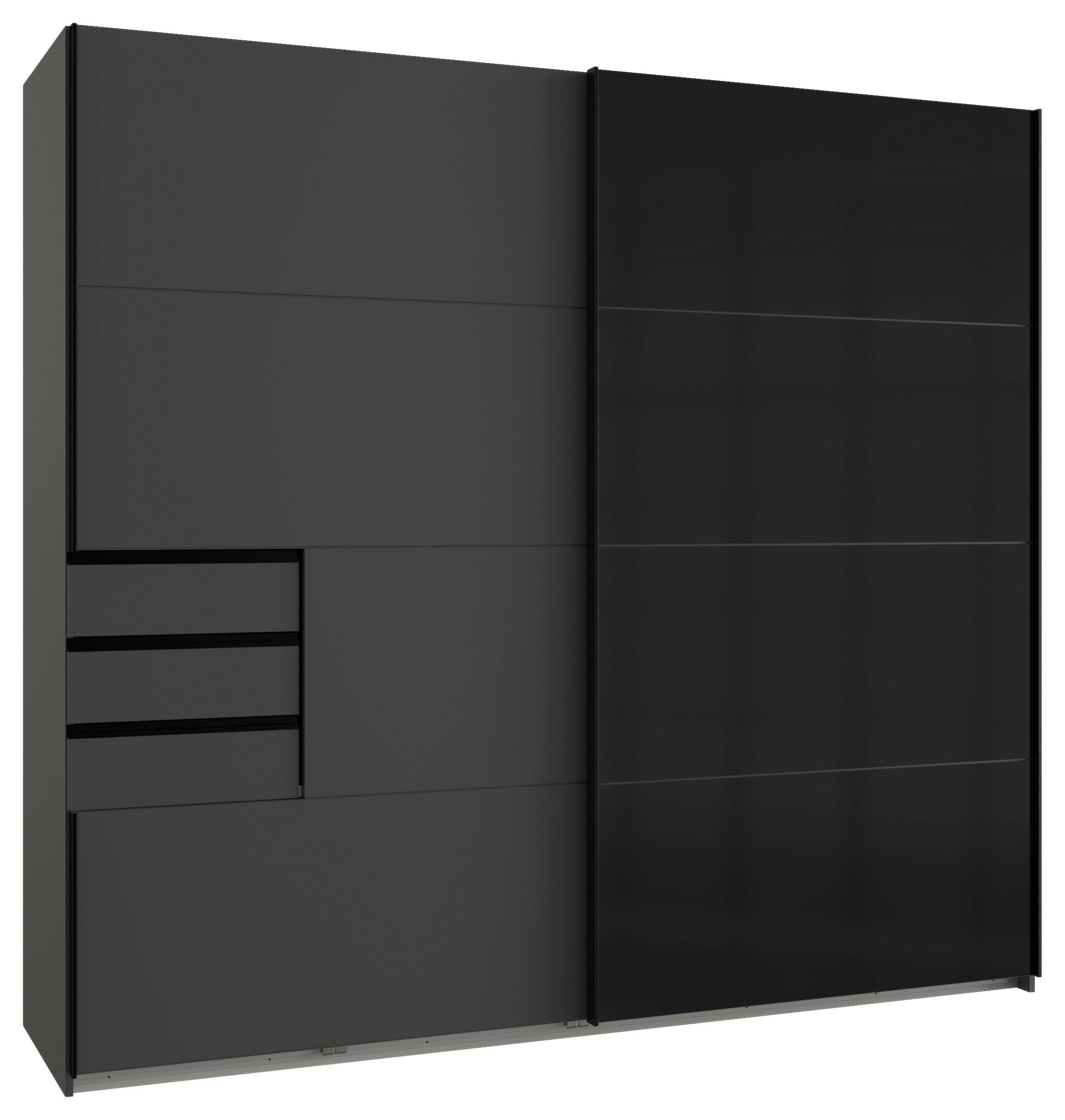 Schwebetürenschrank B: 225cm Saigon Graphitfarben / Schwarz