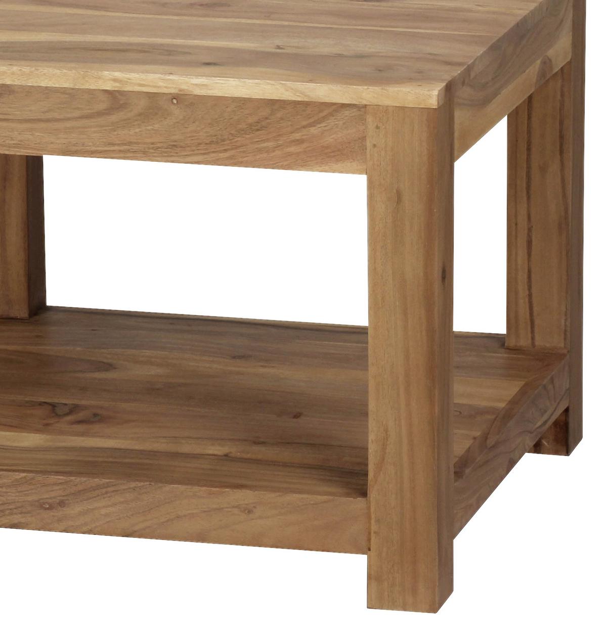 Couchtisch Holz Massiv inkl. Ablageplatte Mumbai, Akazie - Akaziefarben, Design, Holz (60/60/40cm) - MID.YOU