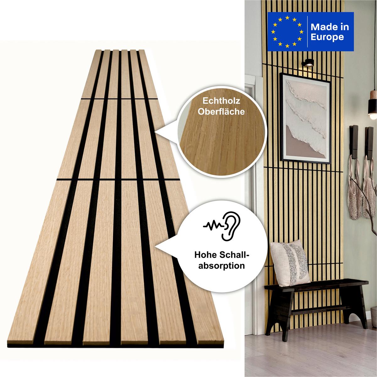 Akustikpaneel Compact Eiche Hell - Hellbraun/Eichefarben, Basics, Holz/Holzwerkstoff (30.5/244/1.03cm) - Novel