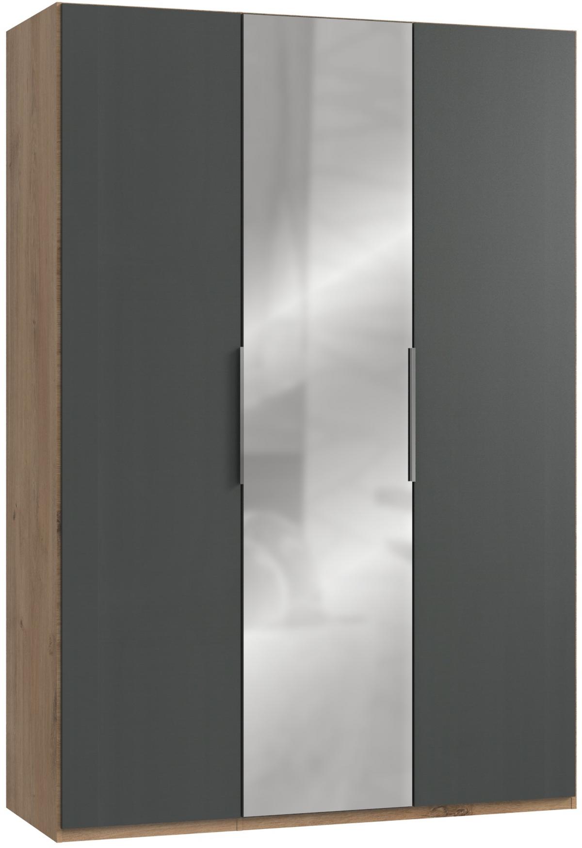 Drehtürenschrank 150cm Level, Graphit/eiche Dekor - Eichefarben/Graphitfarben, MODERN, Holzwerkstoff (150/216/58cm) - MID.YOU