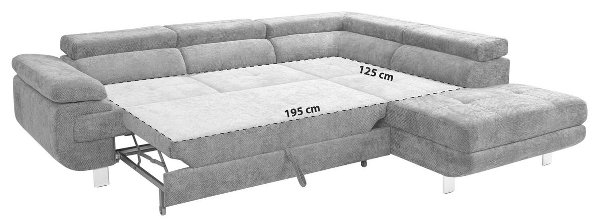 Ecksofa mit Schlaffunktion & Bettkasten Anthrazit 270x230cm - Anthrazit, MODERN, Textil (270/230cm) - Ondega