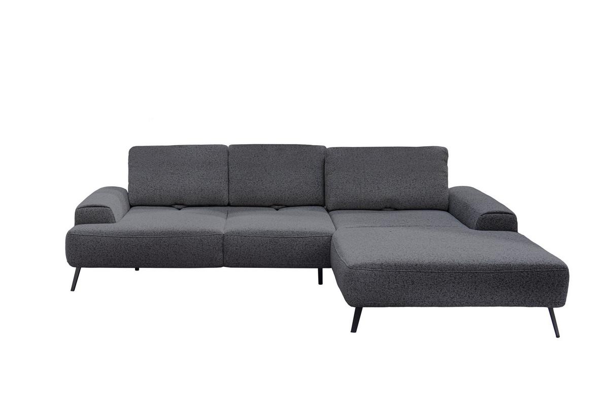 Ecksofa Astoria, Dunkelgrau Schenkel: 305x178 cm - Dunkelgrau/Schwarz, Design, Textil (305/178cm) - Livetastic