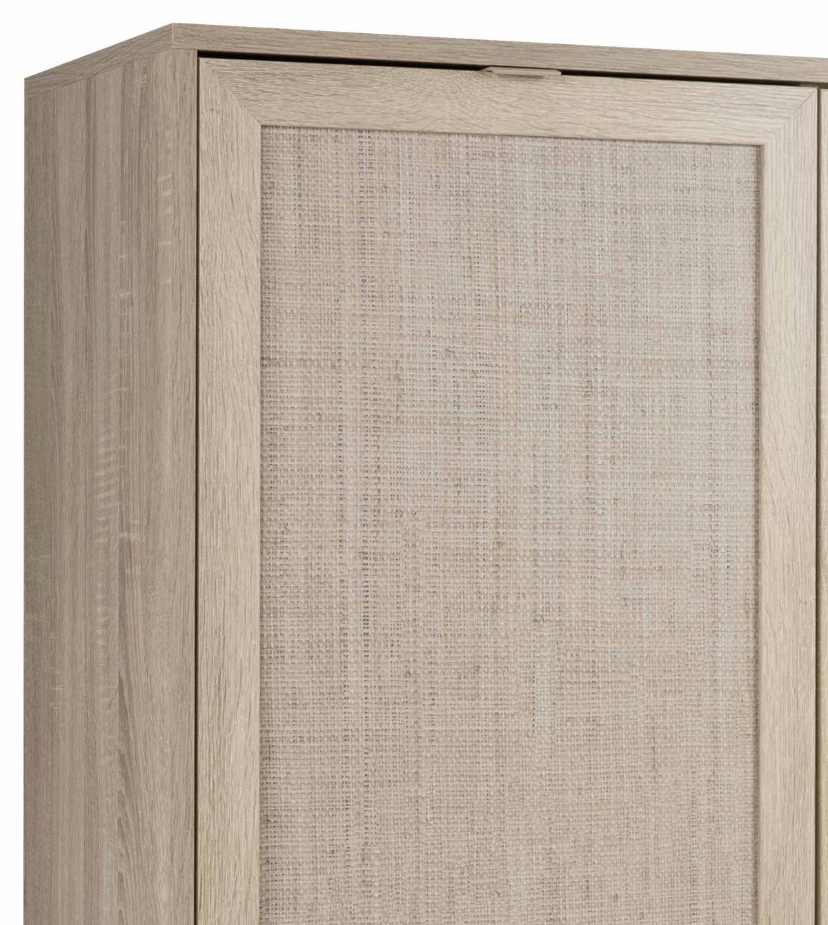 Highboard + Glastür 101,5 Cm Bali, Eiche/geflechtoptik - Sonoma Eiche, Natur, Glas/Holzwerkstoff (101,5/139/40cm) - MID.YOU