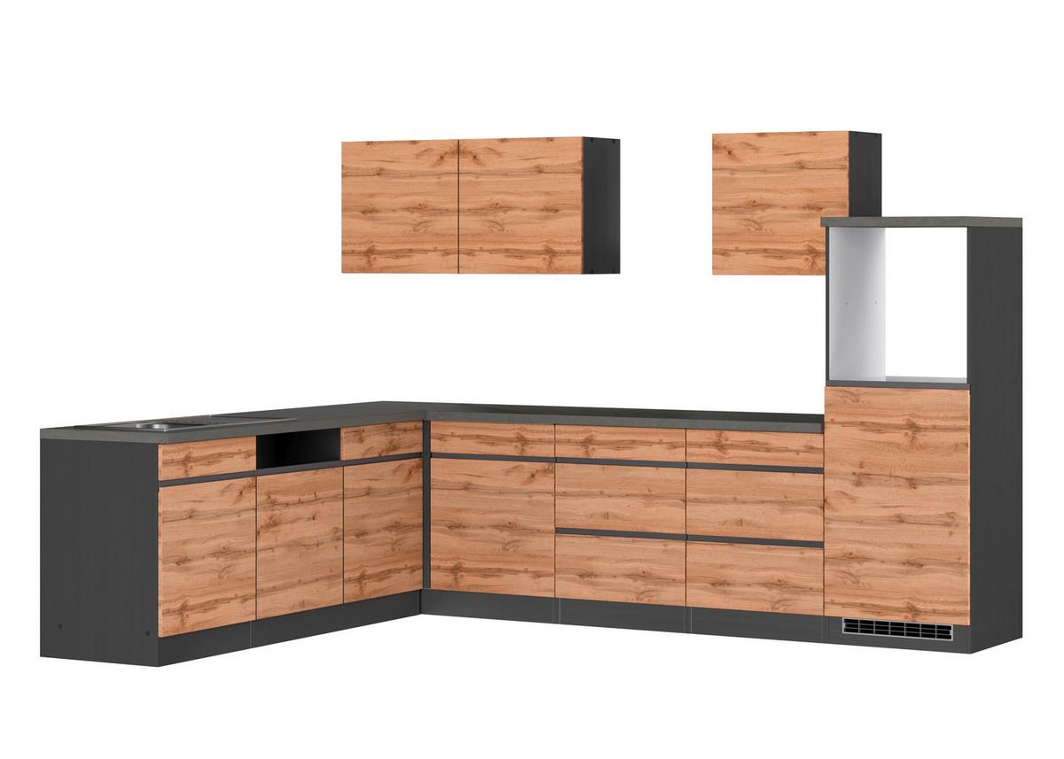 Eckküche Turin Ohne Geräte 240x300 Cm Graphitfarben/eiche - Eiche Wotan/Graphitfarben, Design, Holzwerkstoff (240/300cm) - Held