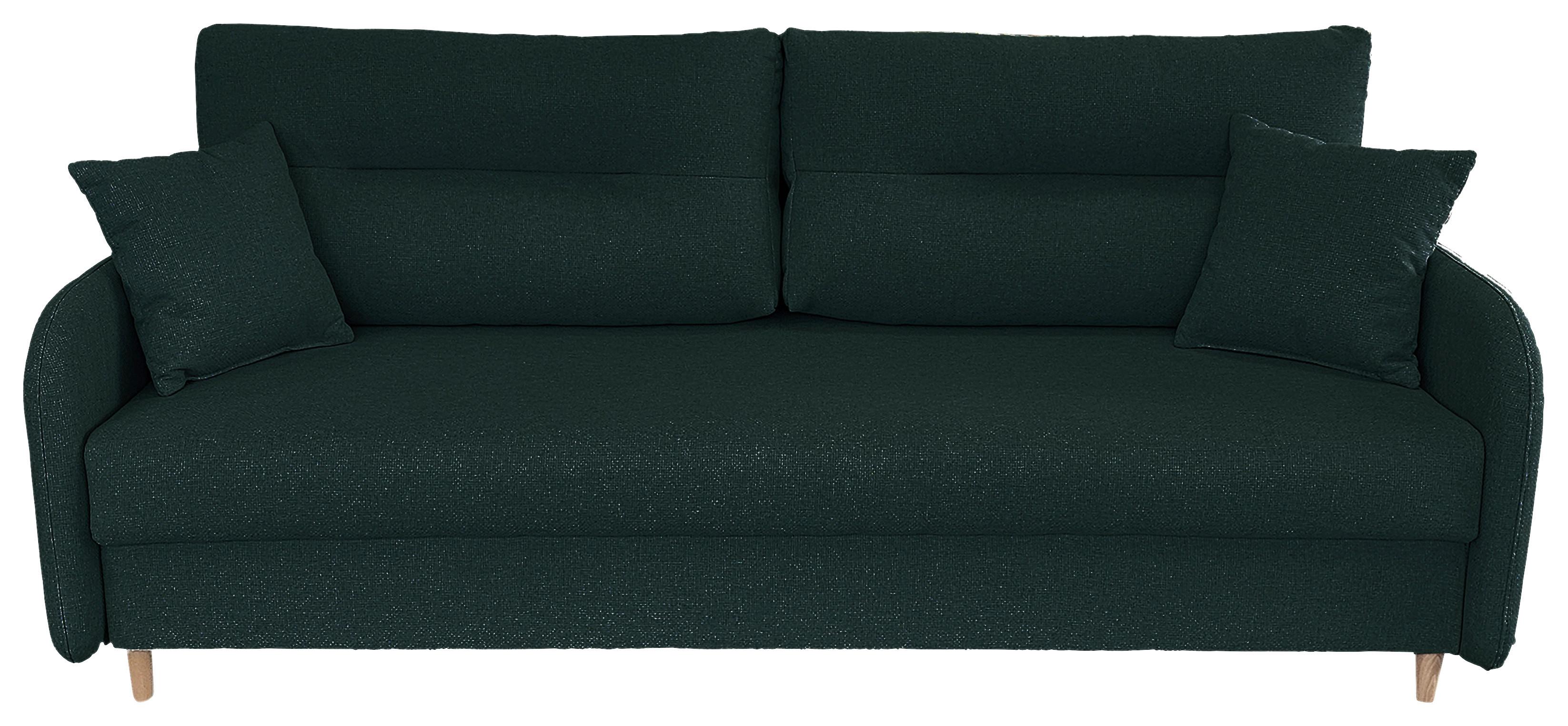 Schlafsofa mit Bettkasten Vero Grün B: 206 cm - Schwarz/Naturfarben, Design, Textil (206/88/93cm) - MID.YOU